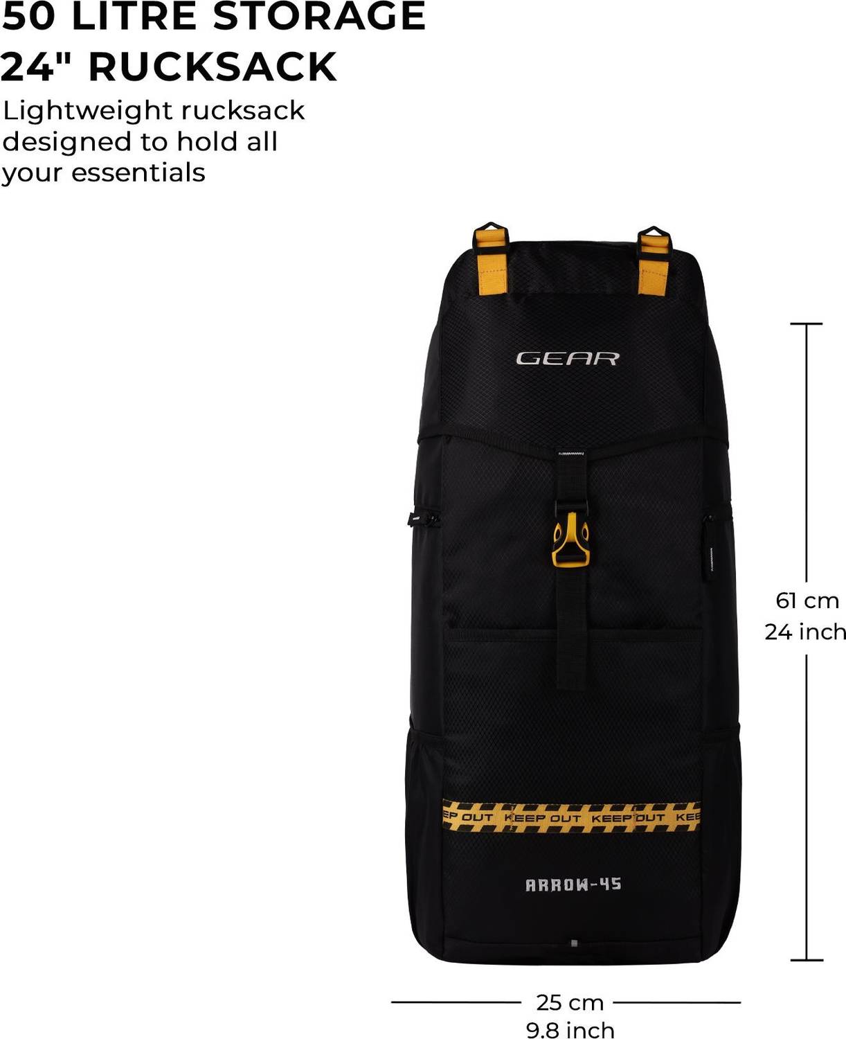 Gear Outdoor Rucksack 50L Black - Image 3
