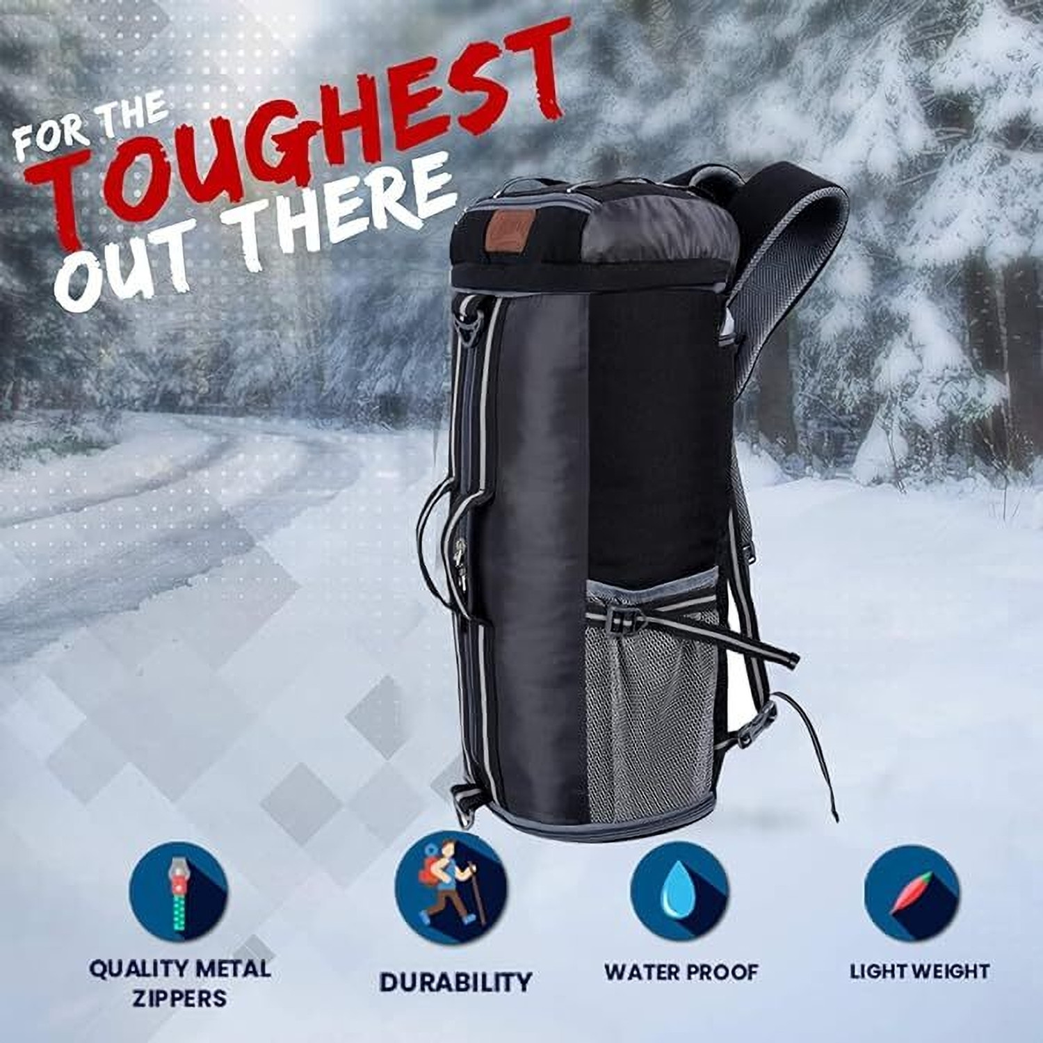 Image of Leatherworld Adventure Stylish Water Resistance Trekking Hiking Travel Bag Rucksack - 40 L (Grey)