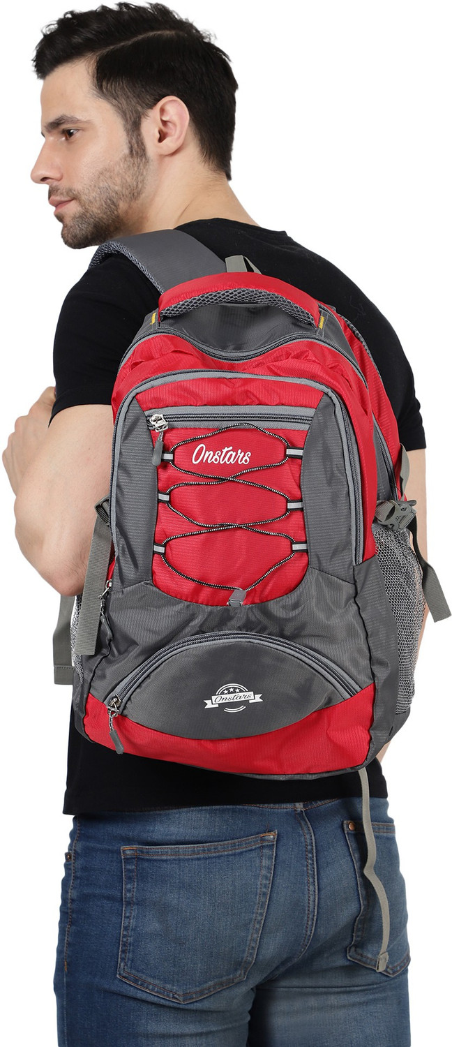 Image of Onstars Large 36 L Laptop Backpack Unisex Casual Attractive Light weight Trendy Stylish College School Laptop Office Travel Business Tourist Bags Multipurpose Backpacks (Red, Grey)