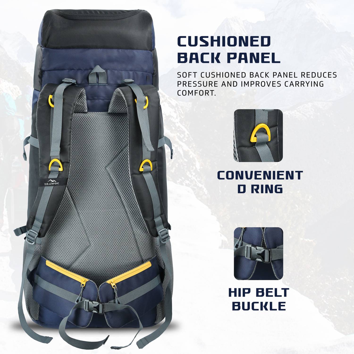 TRAWOC AIRWAVE 60L Travel Backpack Hiking Trekking Bag for Men and