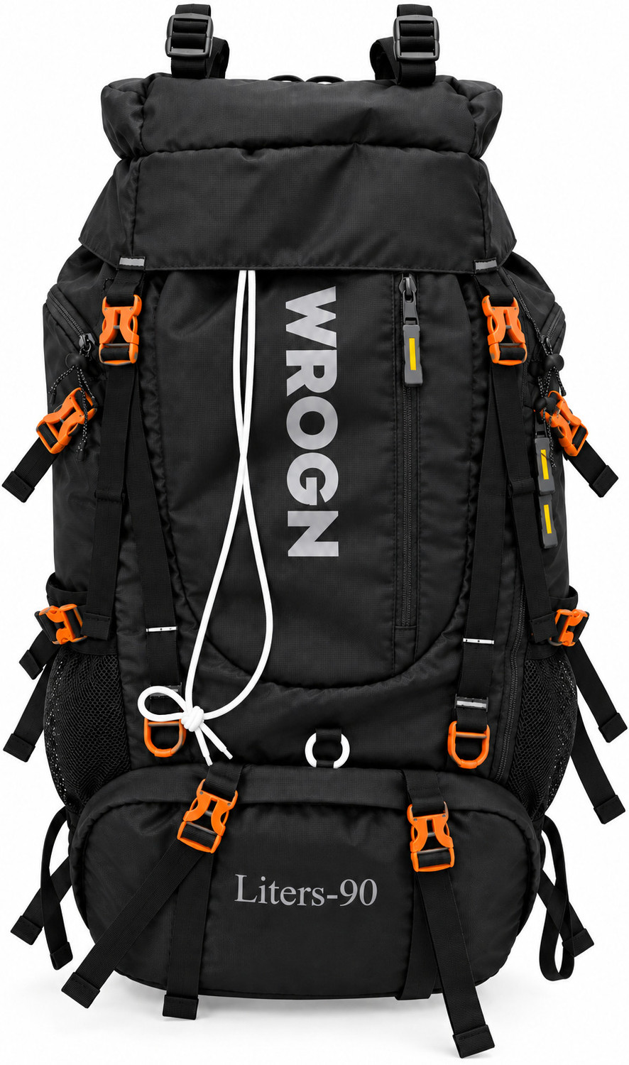 Image of WROGN 90L Trekking Backpack for Men & Women, Large Hiking Travel Rucksack, Grey Rucksack - 90 L (Black)