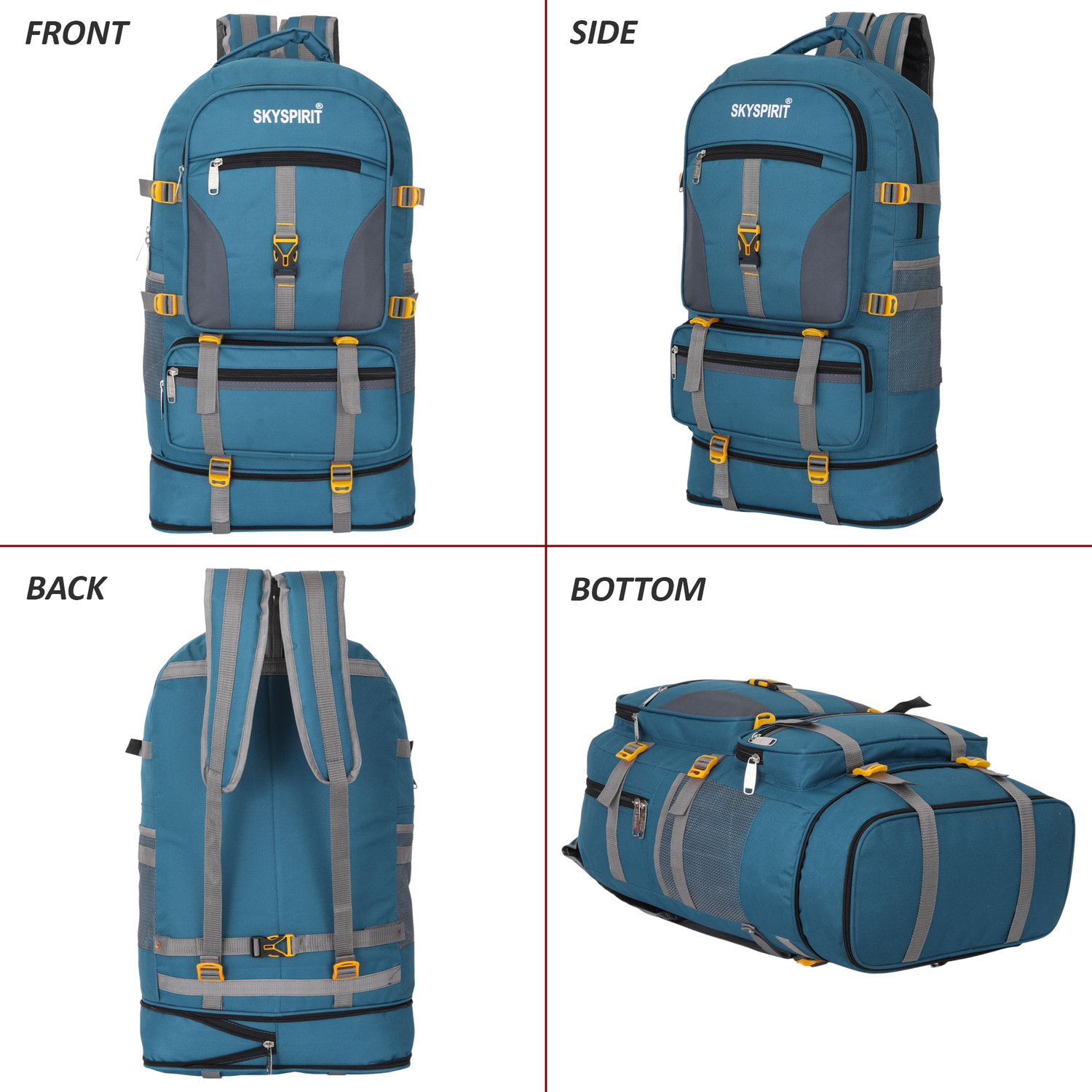 Image of sky spirit Outdoor Travel Bag Combo | Rucksack + Duffle with Wheels Pack Of 2 Rucksack - 70 L