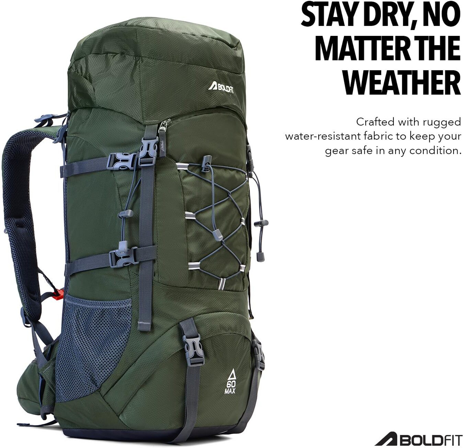 Image of BOLDFIT Summit Pro pro 60L Trekking travel Bag with raincover & shoe compartment RKSP60 Rucksack - 60 L