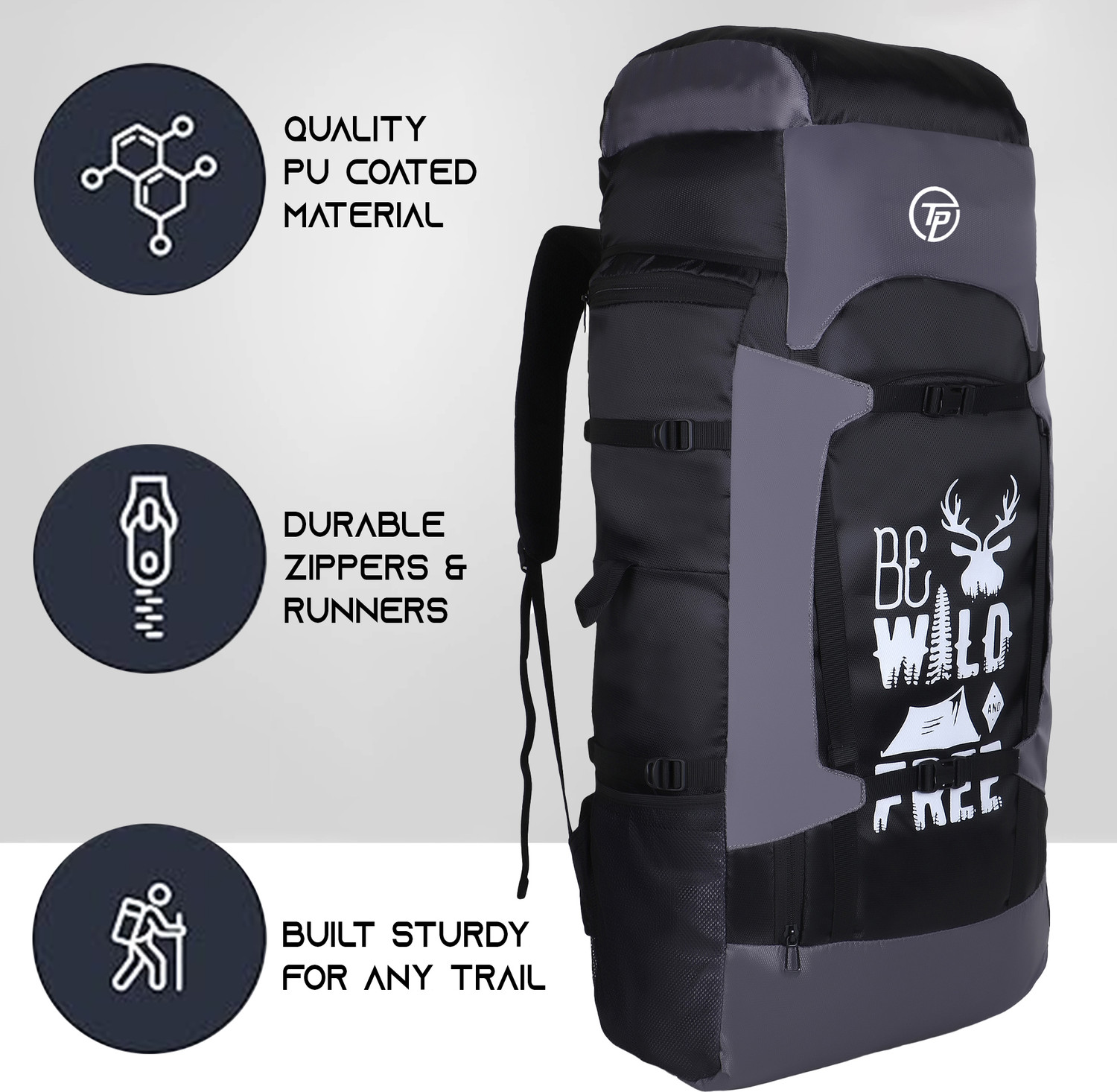 Image of TRAVEL POINT WATERPROOF TREKKING BAG HIKKING BACKPACK FOR TRAVEL & OUTDOOR Rucksack - 65 L
