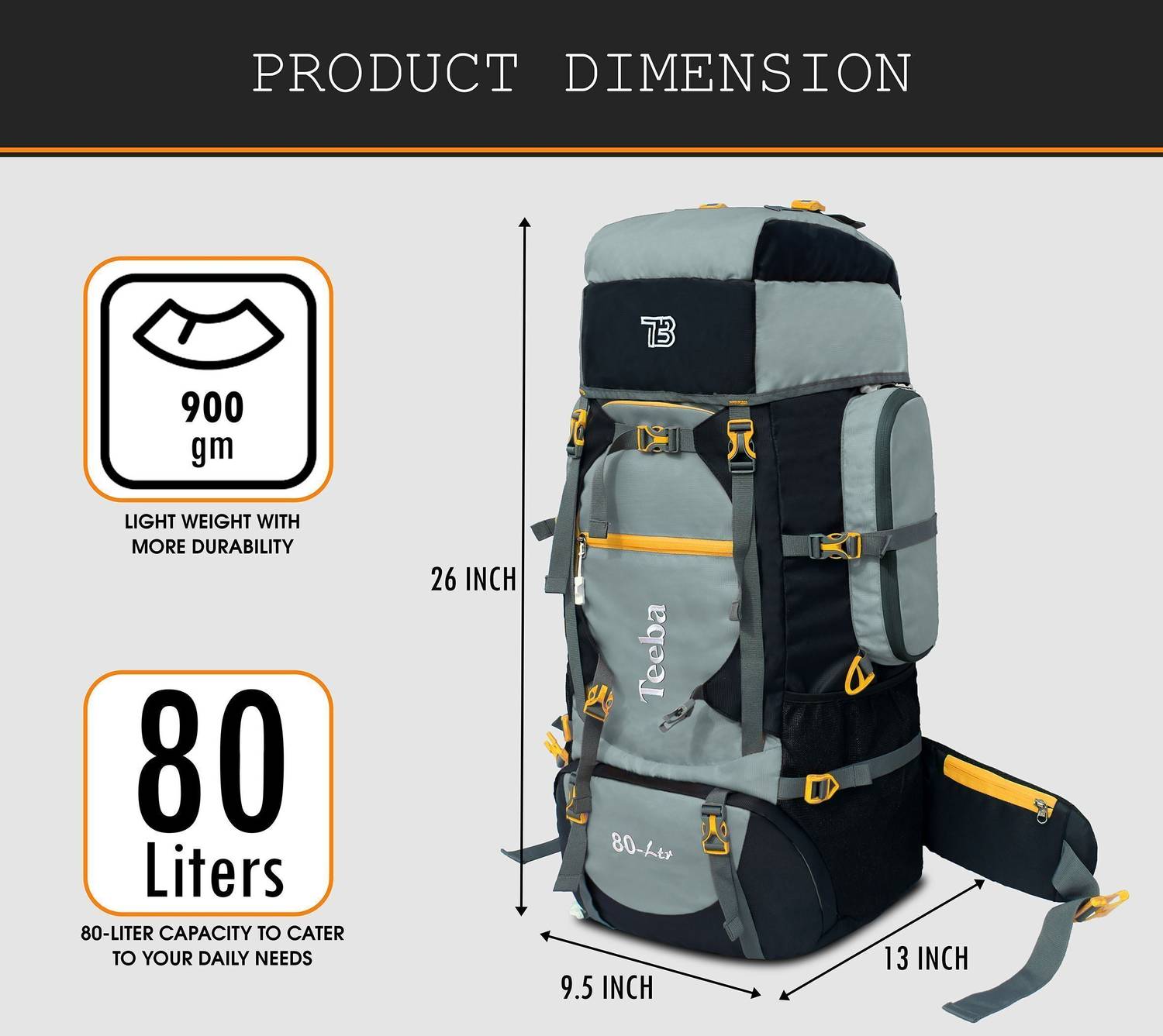 Zikki 80L Waterproof Trekking Backpack - Image 5