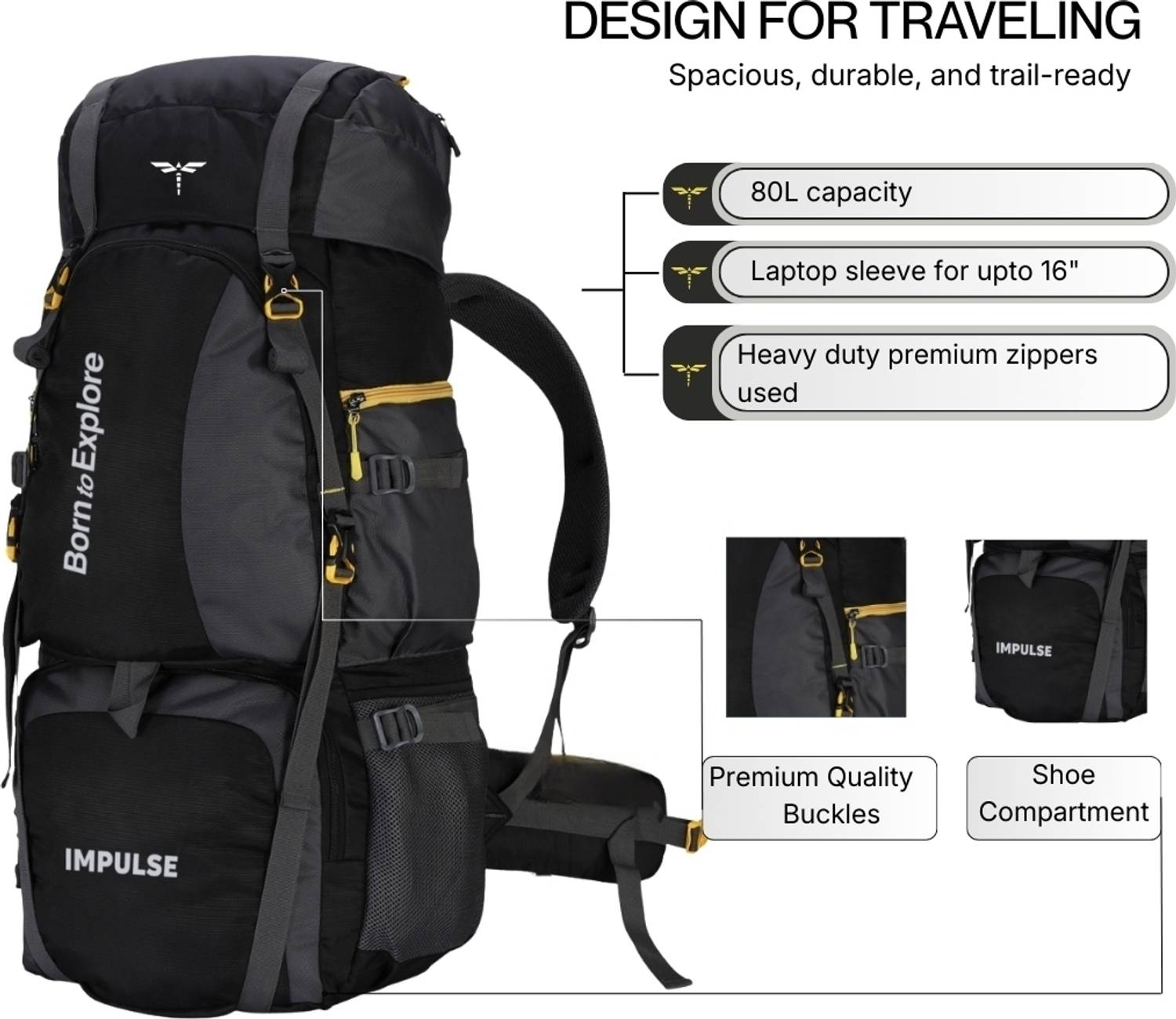 IMPULSE 80L Curve Water Resistant Rucksack - Image 3