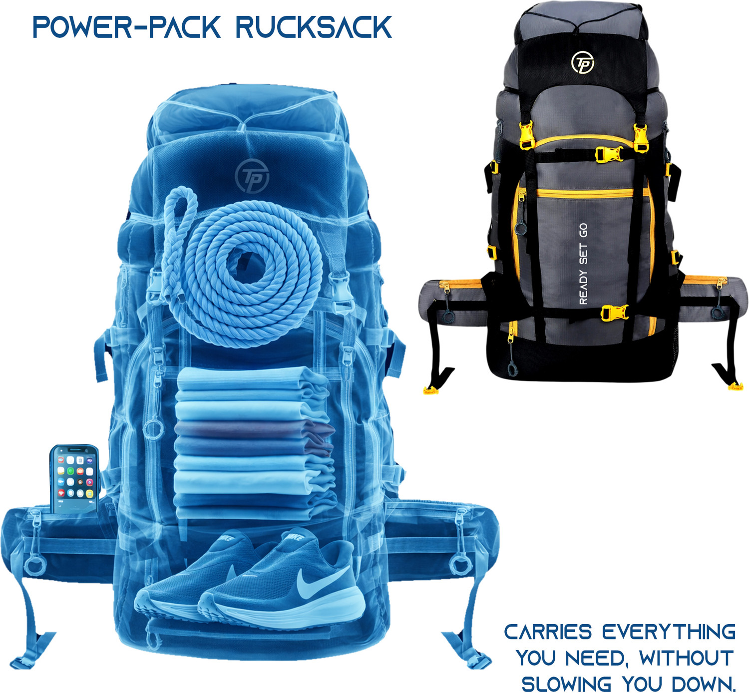Image of TRAVEL POINT WATERPROOF TREKKING BAG HIKKING BACKPACK FOR TRAVEL & OUTDOOR Rucksack - 60 L