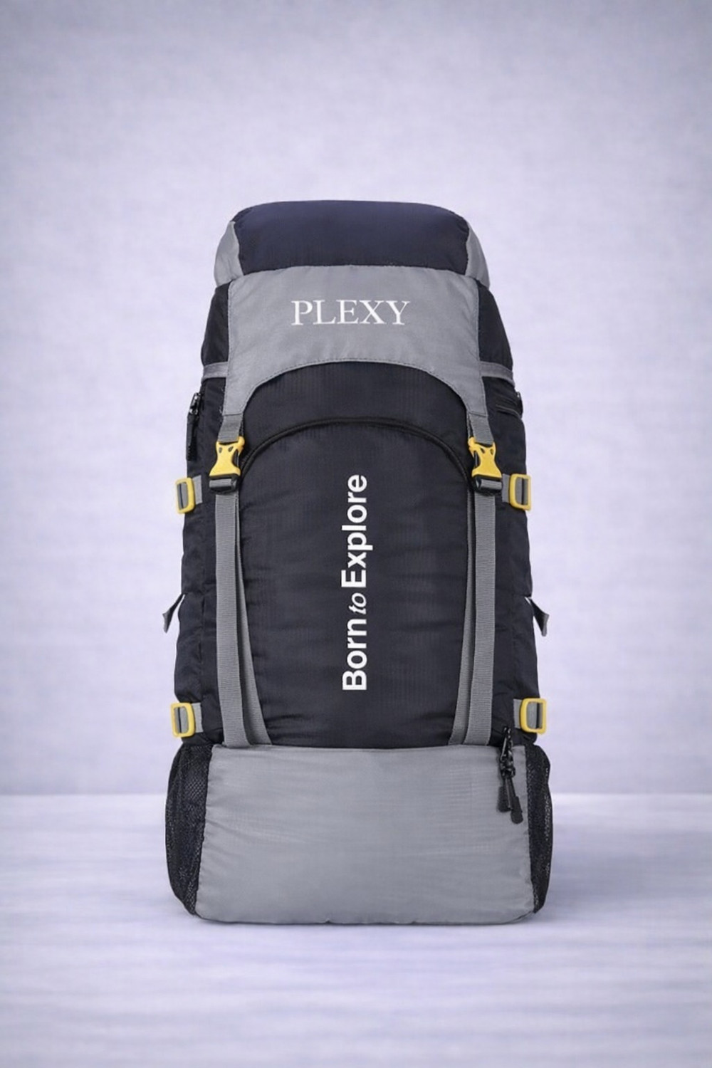 Image of PLEXY Waterproof Trekking Hiking Camping Outdoor Tour & Travel bag with Rain Cover Rucksack - 60 L (Grey)