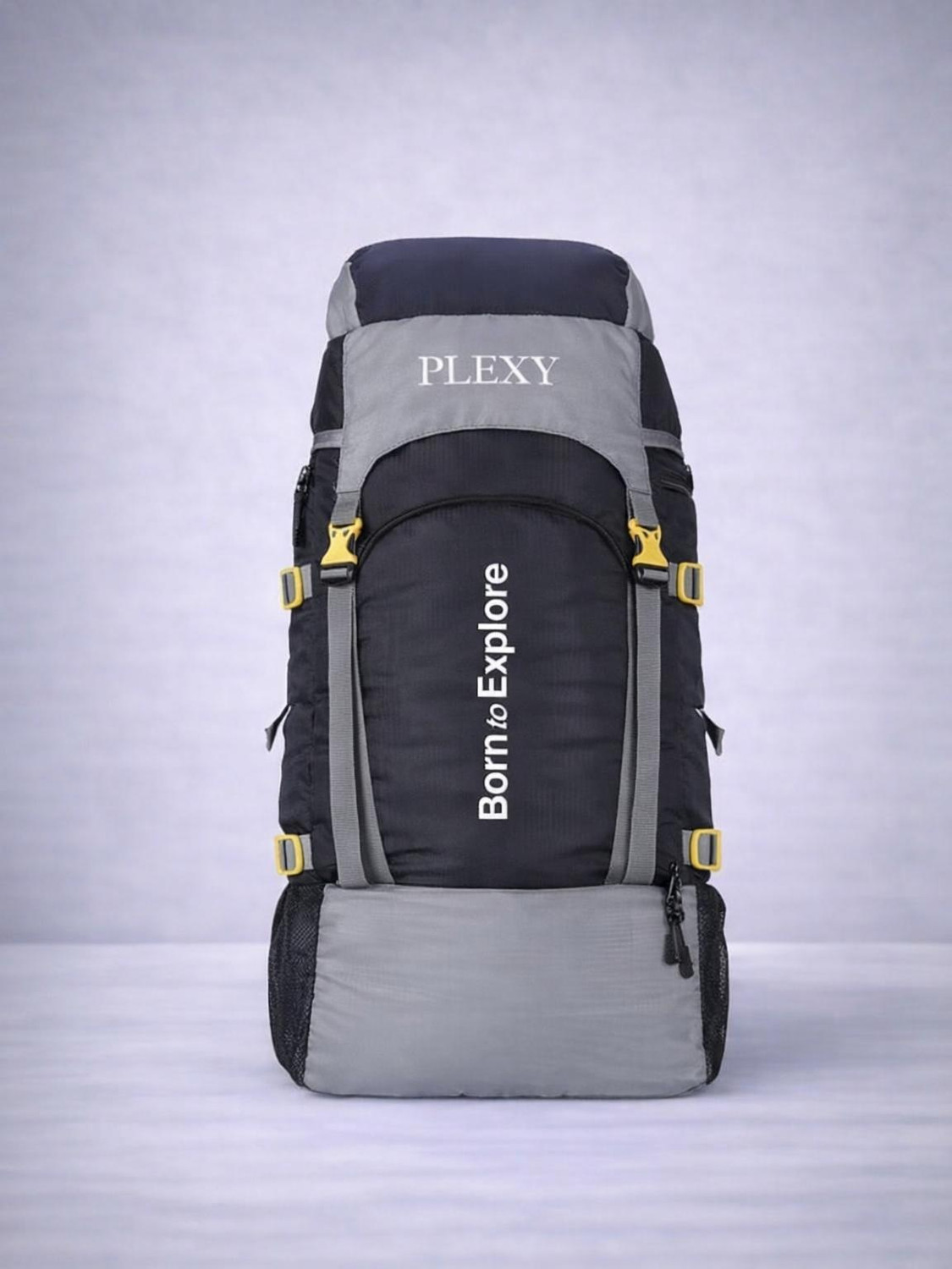 Image of PLEXY Waterproof Trekking Hiking Camping Outdoor Tour & Travel bag with Rain Cover Rucksack - 60 L (Grey)