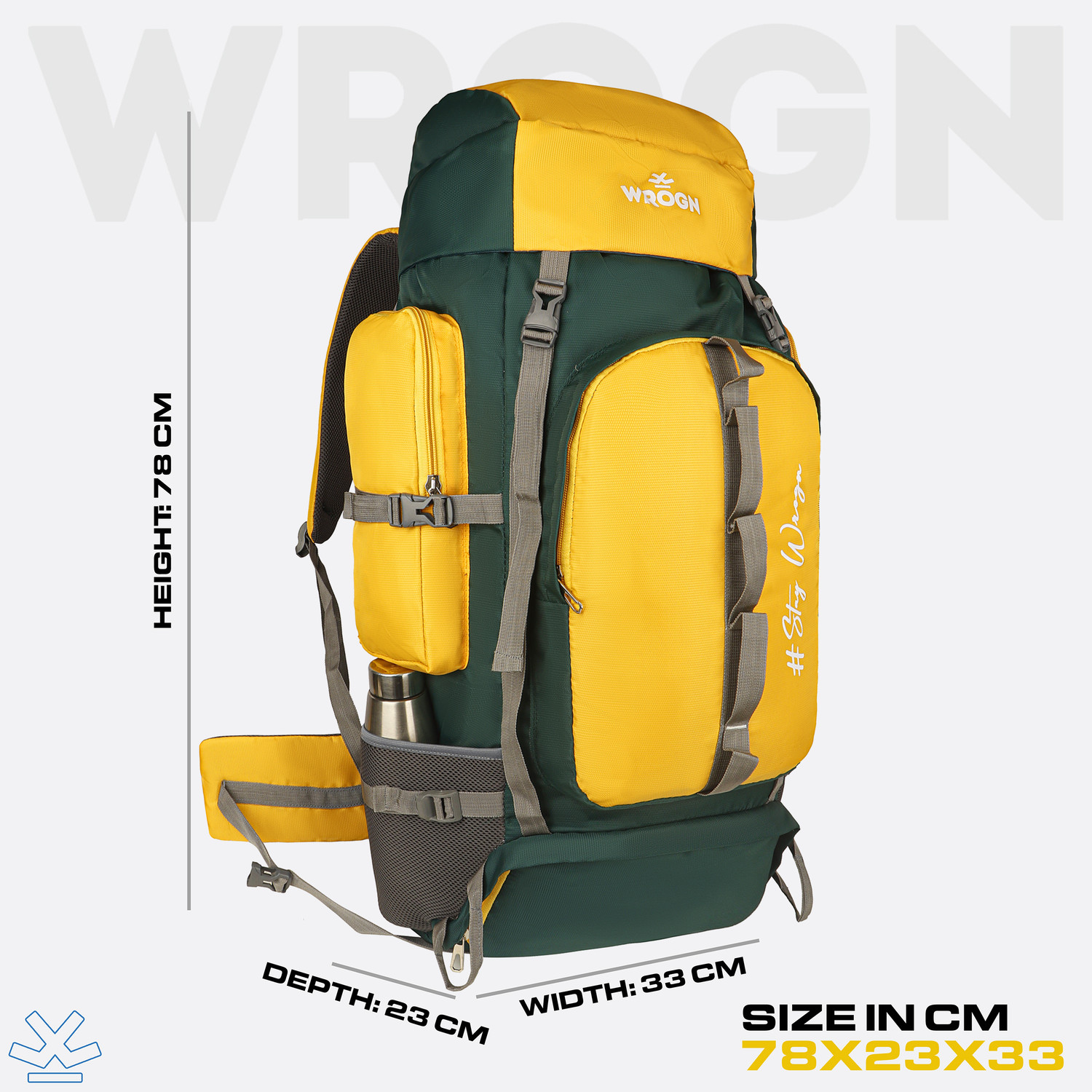 Image of WROGN Terra-Mapper 70L Trekking & Hiking Rucksack with Topographic Print Rucksack - 70 L