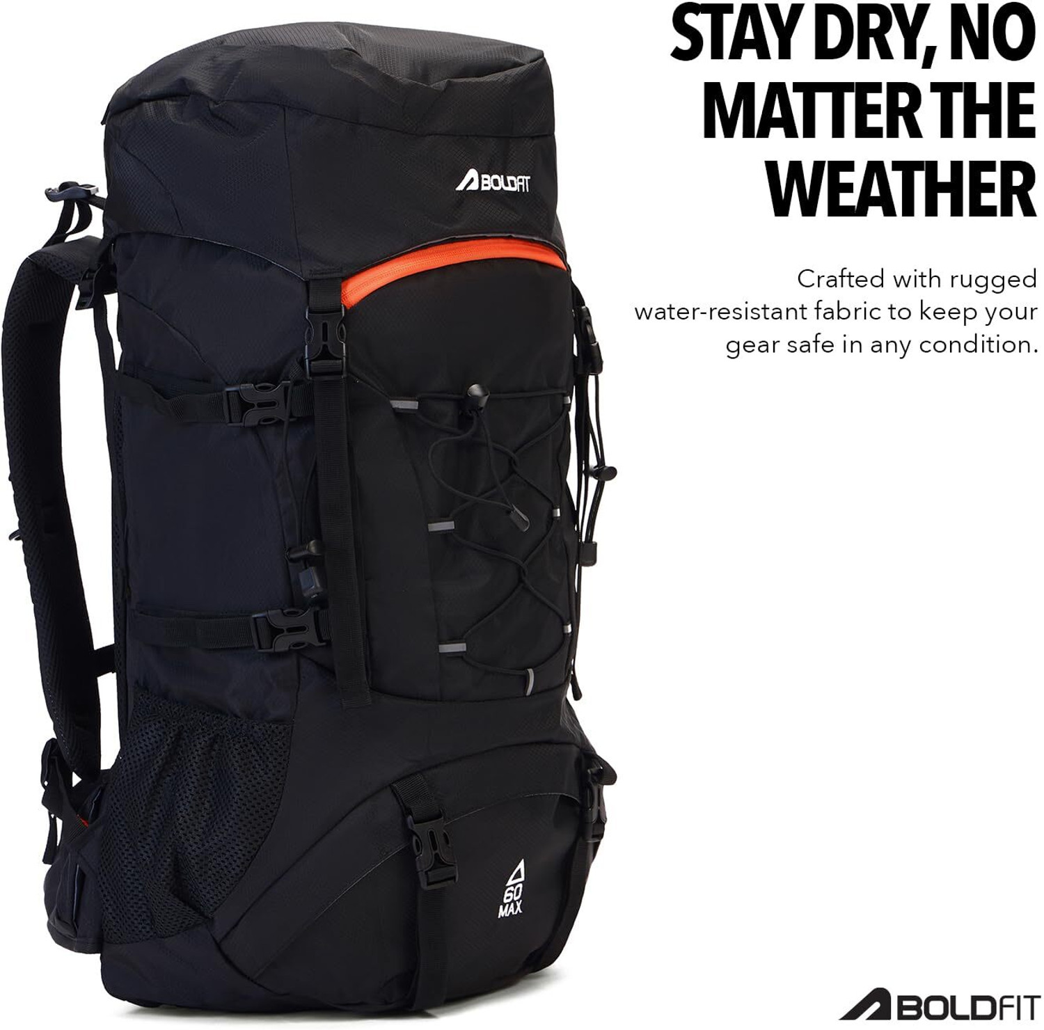 Image of BOLDFIT Summit Pro pro 60L Trekking travel Bag with raincover & shoe compartment RKSP60 Rucksack - 60 L