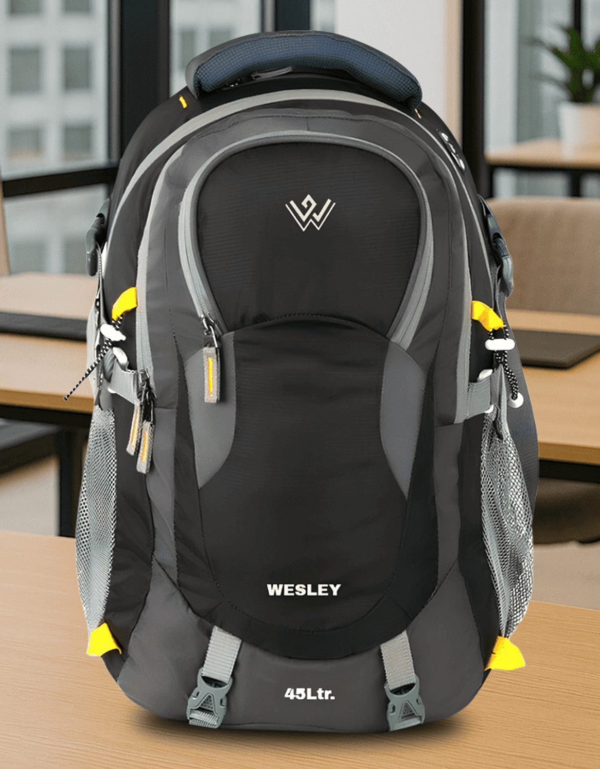 Image of WESLEY Spartan Rucksack hiking laptop bag fits upto 17.3 Raincover & internal organiser Rucksack - 45 L