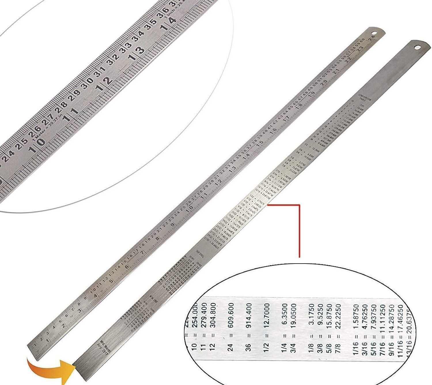 Image of KARP 24 inch 60 cm Stainless Steel Ruler Scale Long Double Side Measuring Tool Ruler