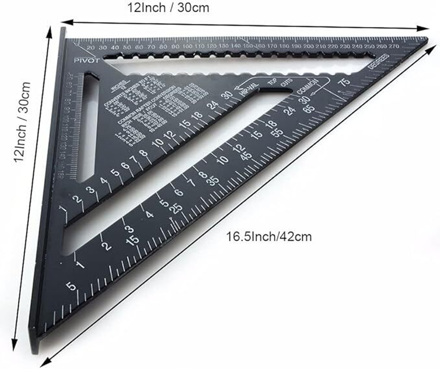 Image of NIKTION Aluminum 12-inch Rafter Square Carpenter Measuring Layout Tool Ruler