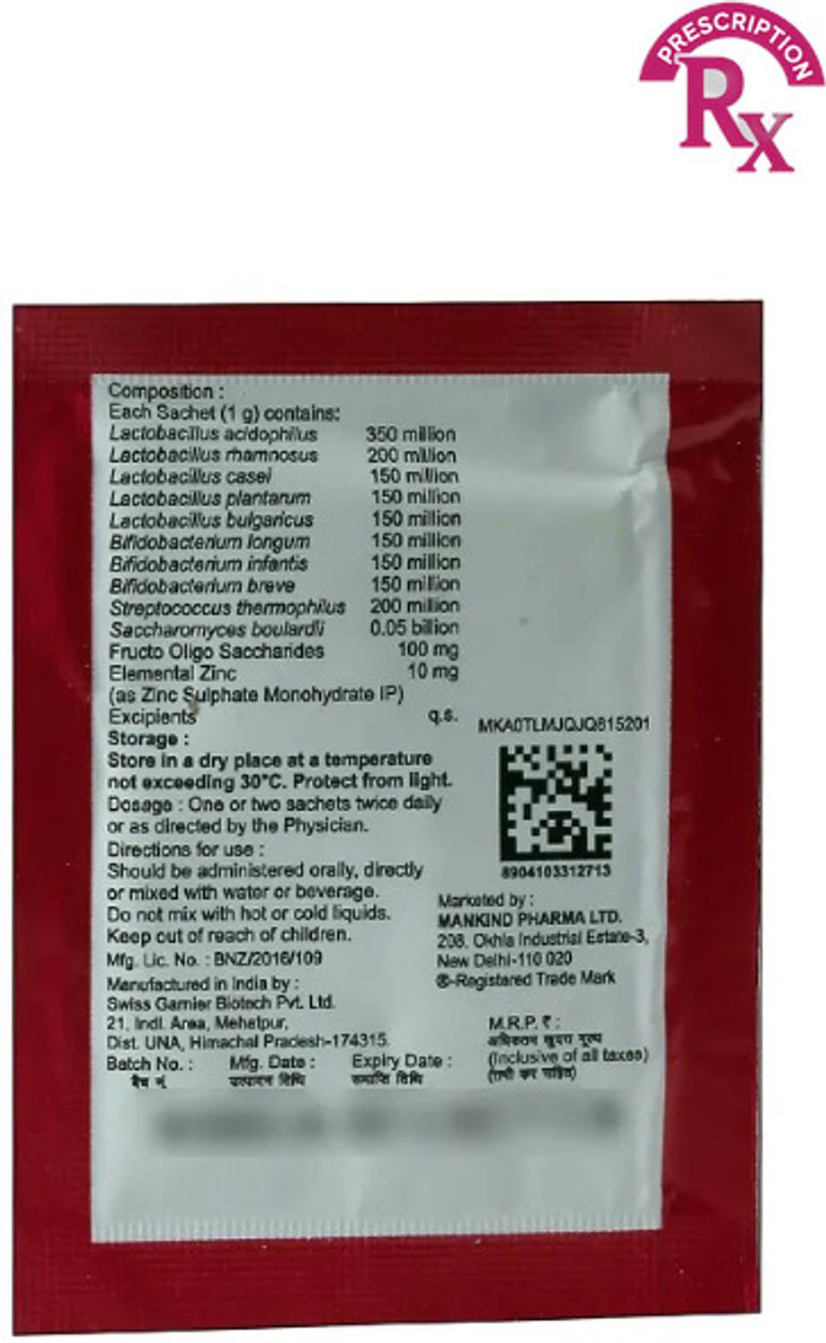 Flora-Zn Orange Flavour Prebiotic & Probiotics with Zinc Sachet