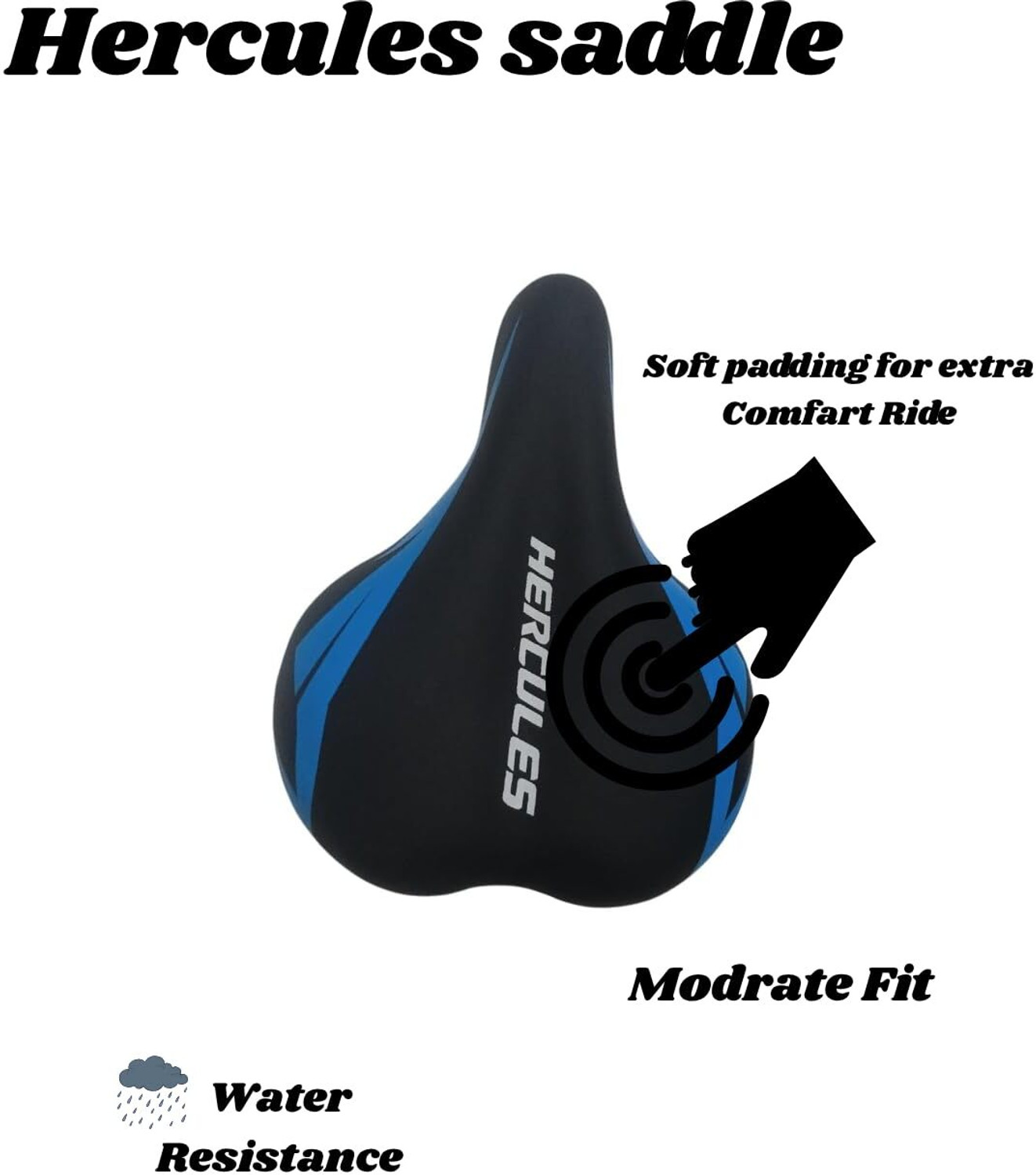 Image of HERCULES Sports MTB High Comfort Performance Seat for 24T-29T Hybrid Bicycles Saddle