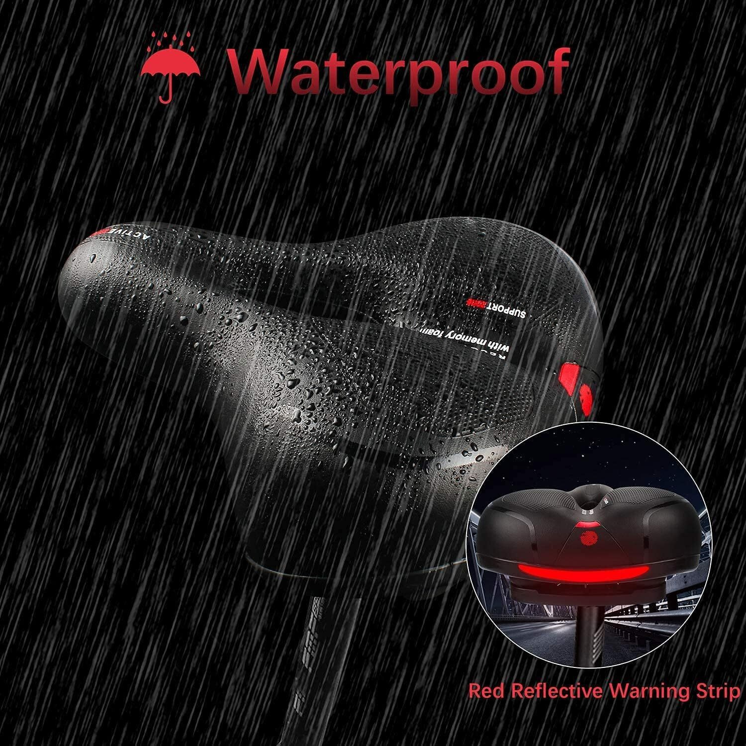 Image of Afpin Cycle Seat with LED Tail Reflector Waterproof Gel Cushion Saddle