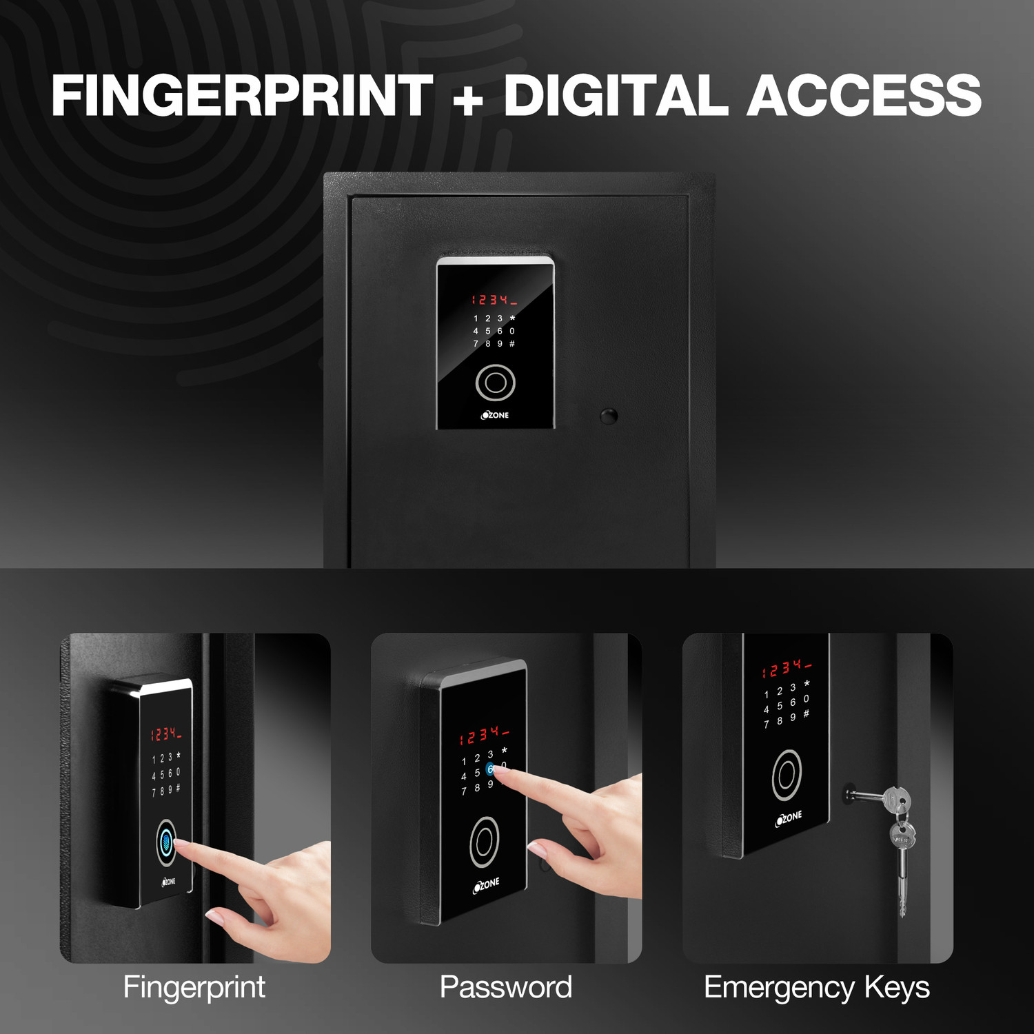 Image of OZONE 40L Fingerprint Safe Locker with 3-in-1 Unlock, 2-Year Warranty, 20.4kg. Safe Locker