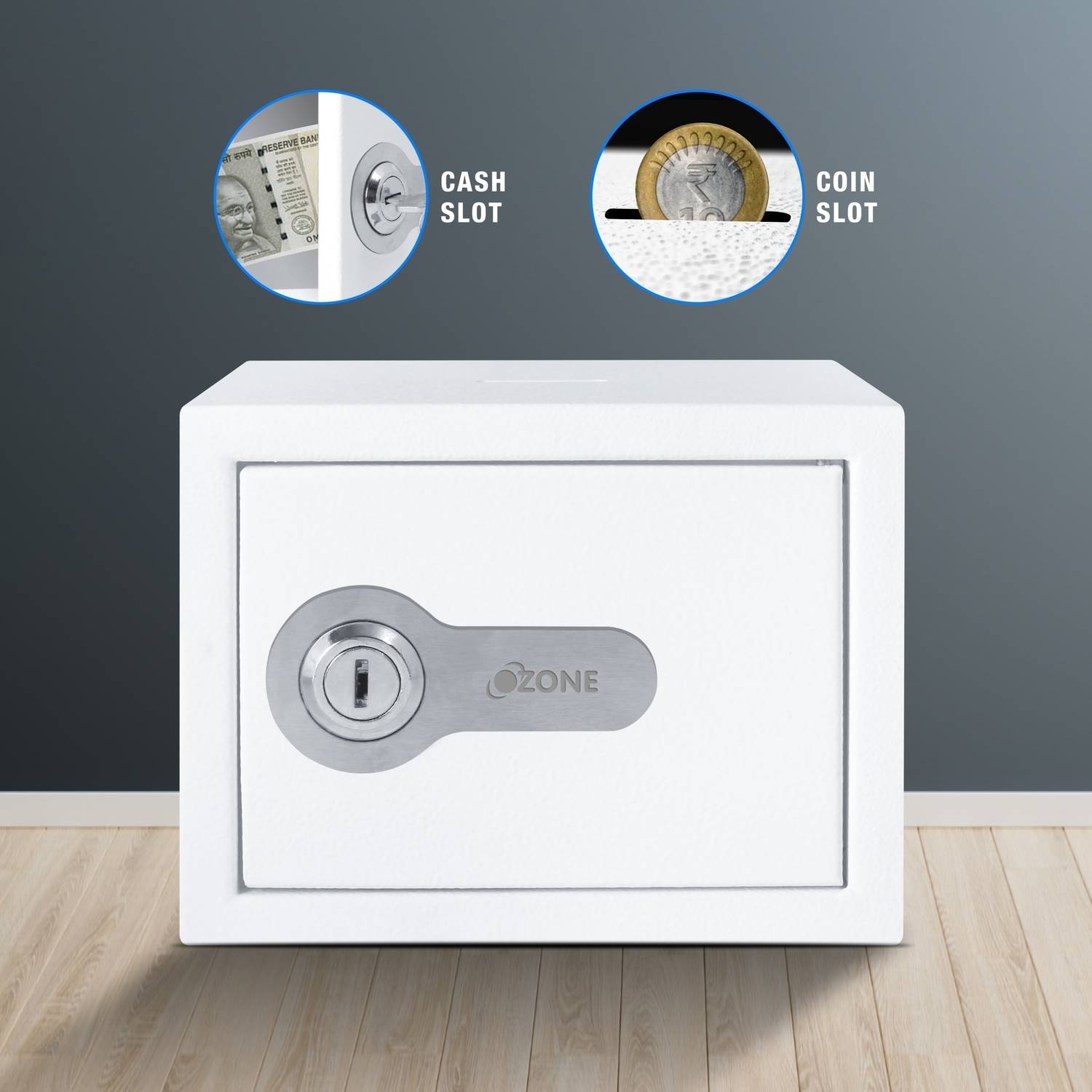 OZONE 2 Ltrs Money Bank Safe Locker for Kids & Adults | White Safe