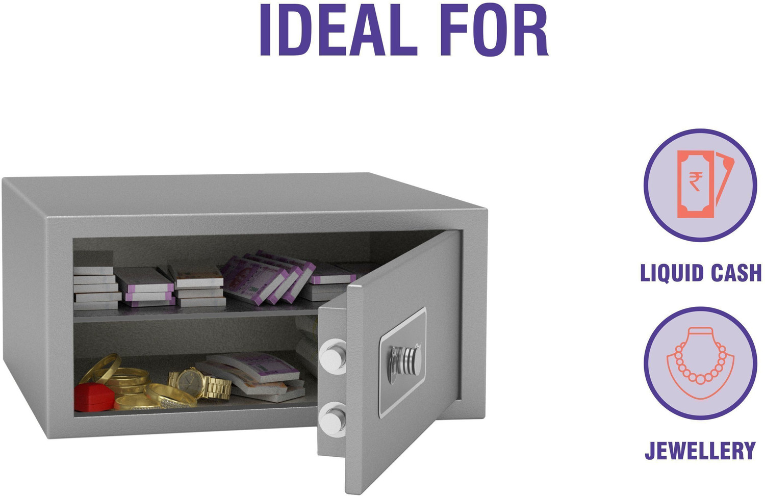 Image of Godrej Forte Pro 20 Litres for Home & Office with Mechanical - Grey Safe Locker (Key Lock)