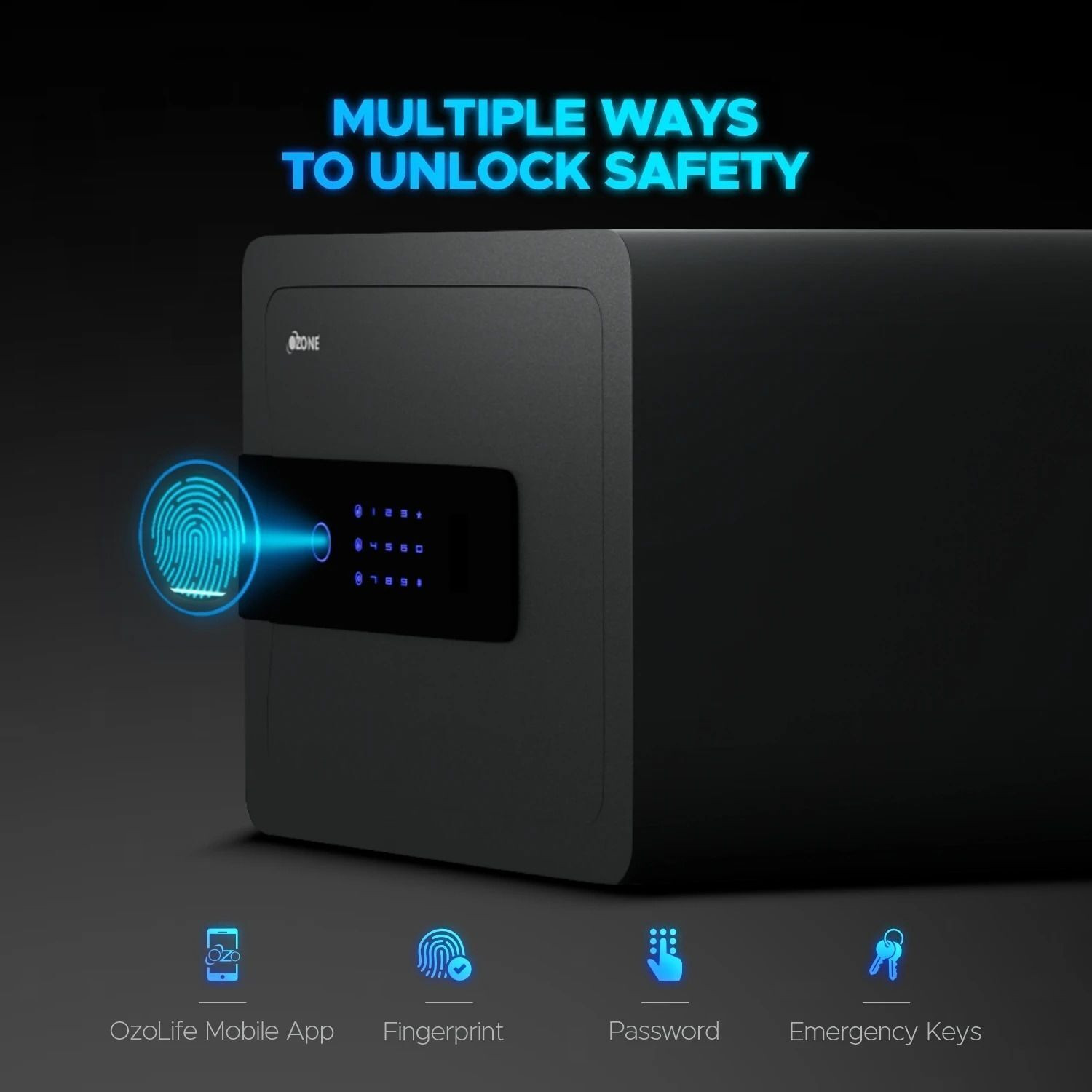 Image of OZONE 30 Ltrs WiFi Safe Locker for Home & Office | App Notifications | Black Safe Locker