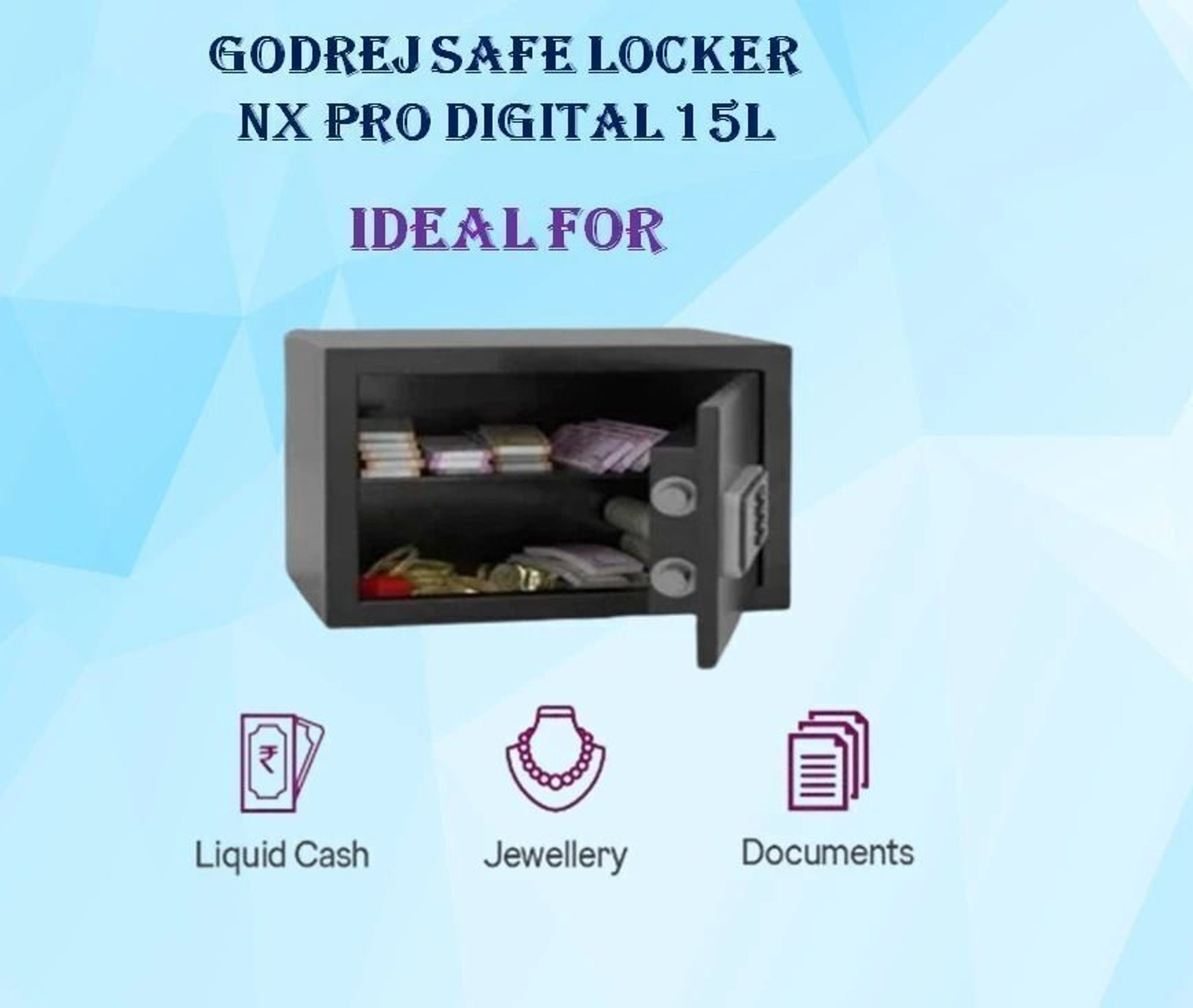 Image of Godrej NX PRO 15 Liters Digital Electronic Safe Home Locker Safe Locker (Keypad, Digital, Key Lock)