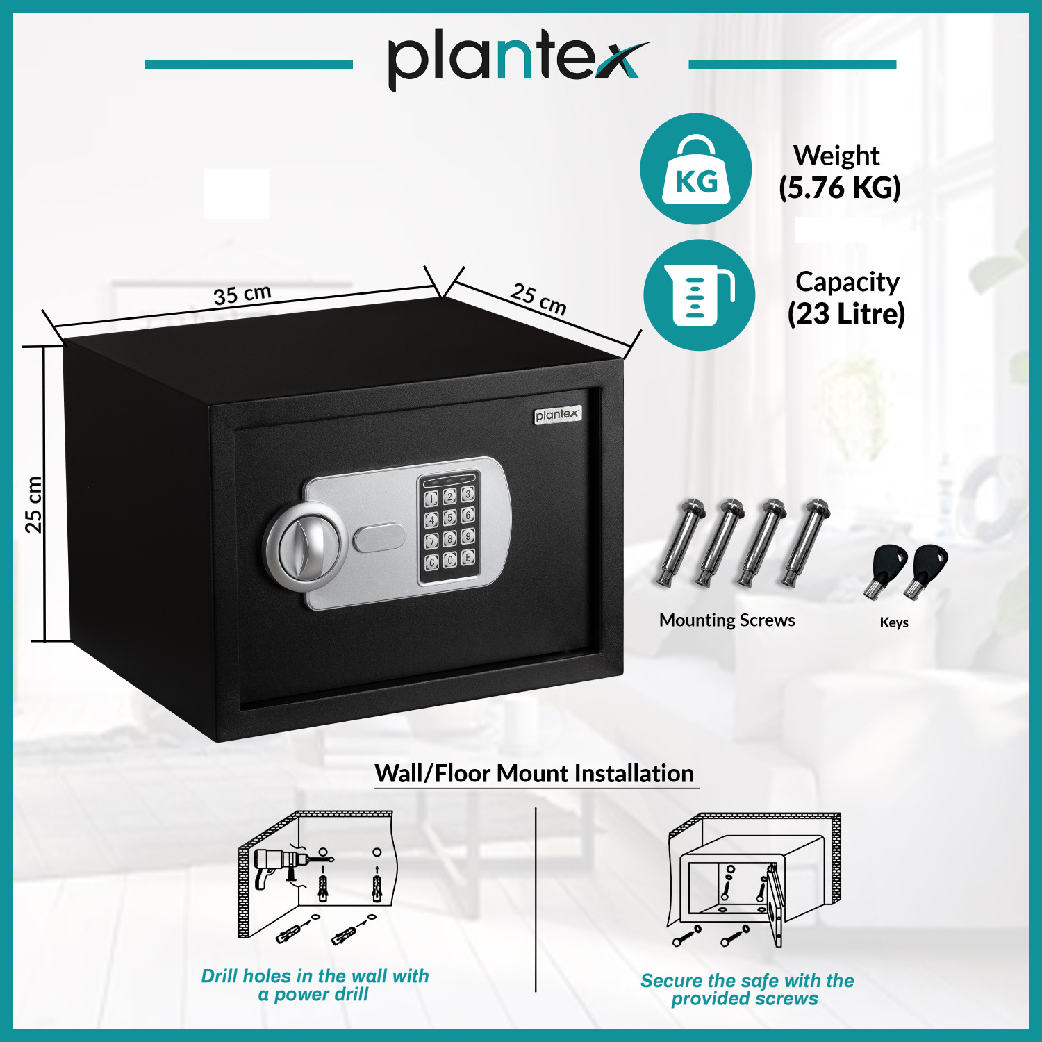 Image of Plantex Locker for Home /Digital Safe with Electronic Keypad for Office /Home (23 Litre) Safe Locker
