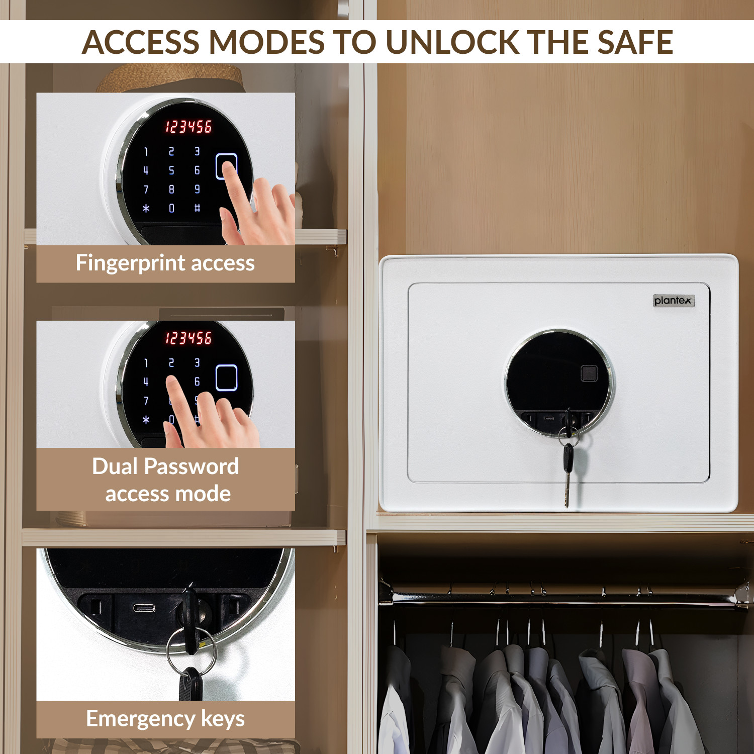 Image of Plantex Digital Locker for Home /Safe Locker /Touchscreen Keypad & Biometric (23 Litre) Safe Locker