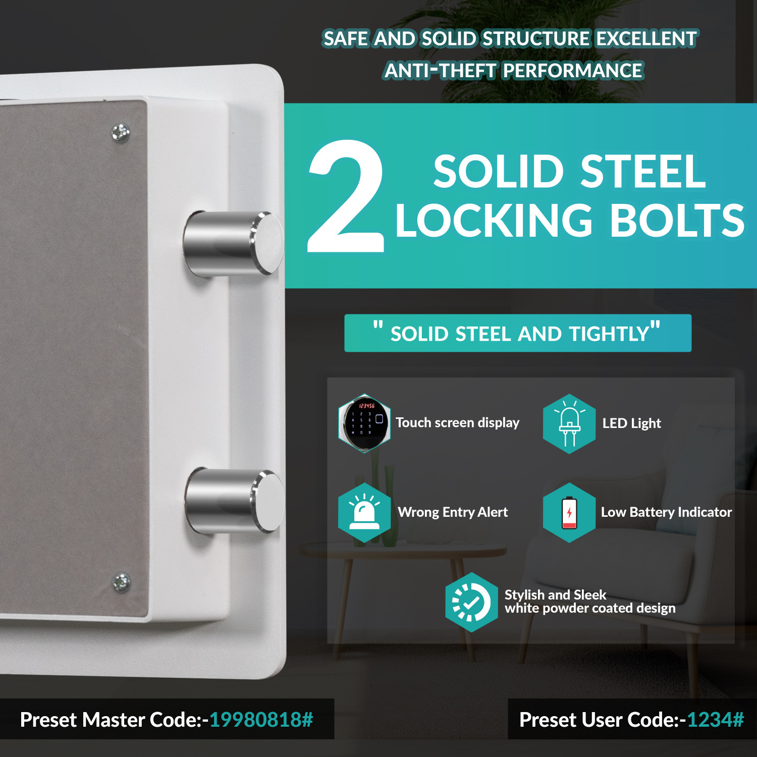 Image of Plantex Digital Locker for Home /Safe Locker /Touchscreen Keypad & Biometric (23 Litre) Safe Locker