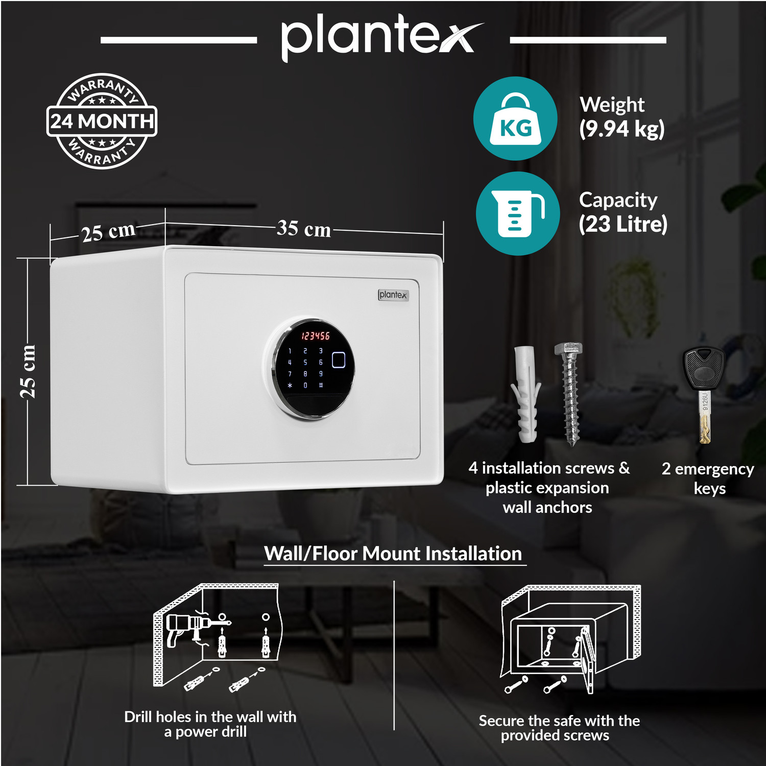 Image of Plantex Digital Locker for Home /Safe Locker /Touchscreen Keypad & Biometric (23 Litre) Safe Locker