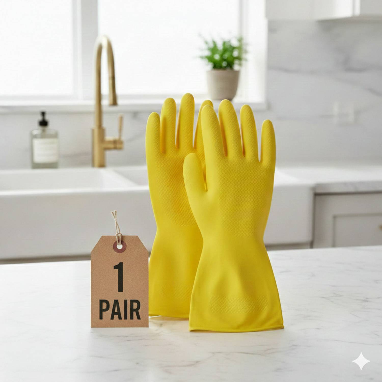 7SHIELD 1Pair Yellow Rubber Gloves – Waterproof, Reusable, for Kitchen & Home Cleaning Rubber  Safety Gloves