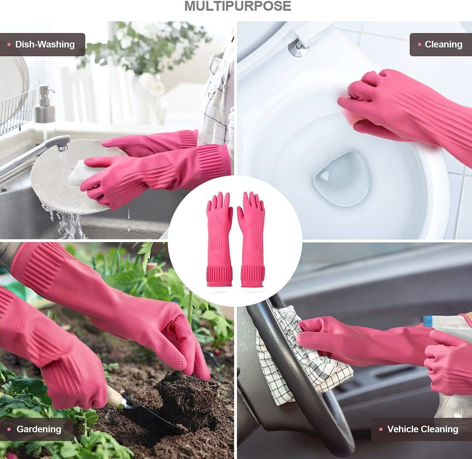 Image of mnu WRINKLE PALM GRIP GLOVE (2 PAIR )Multipurpose, Reusable Rubber - 4 PCS Wet and Dry Glove Set