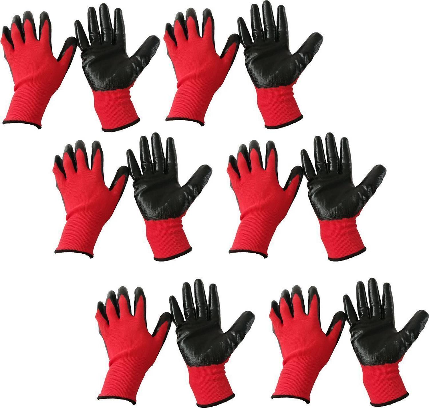 7SHIELD red black 6pair cut resistance Multipurpose Nylon  Safety Gloves