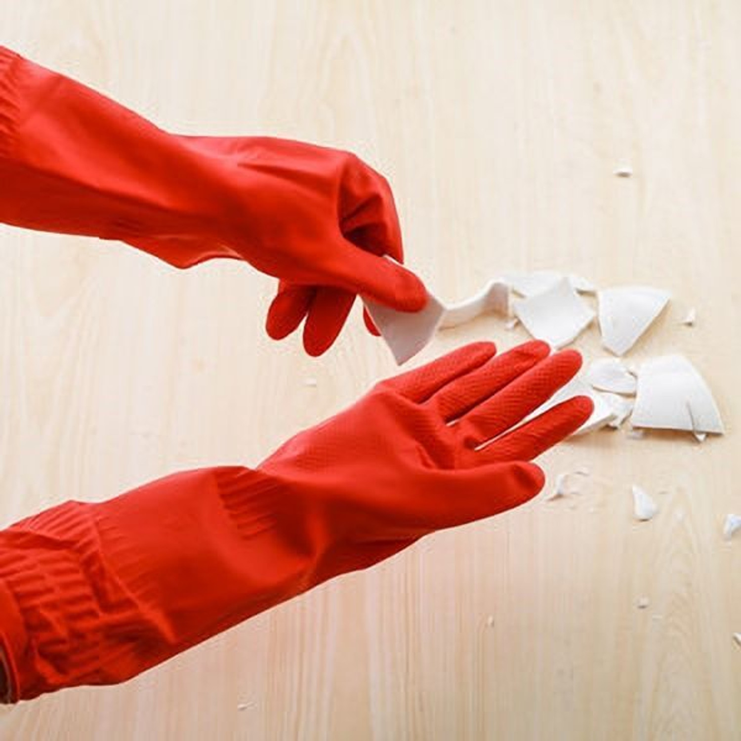 Image of mehta's Hand Protective Safety Red Coloured Rubber Gloves For Women Ledies Special Chemical And Indrustrial Use Multi Purpose Rubber Safety Gloves