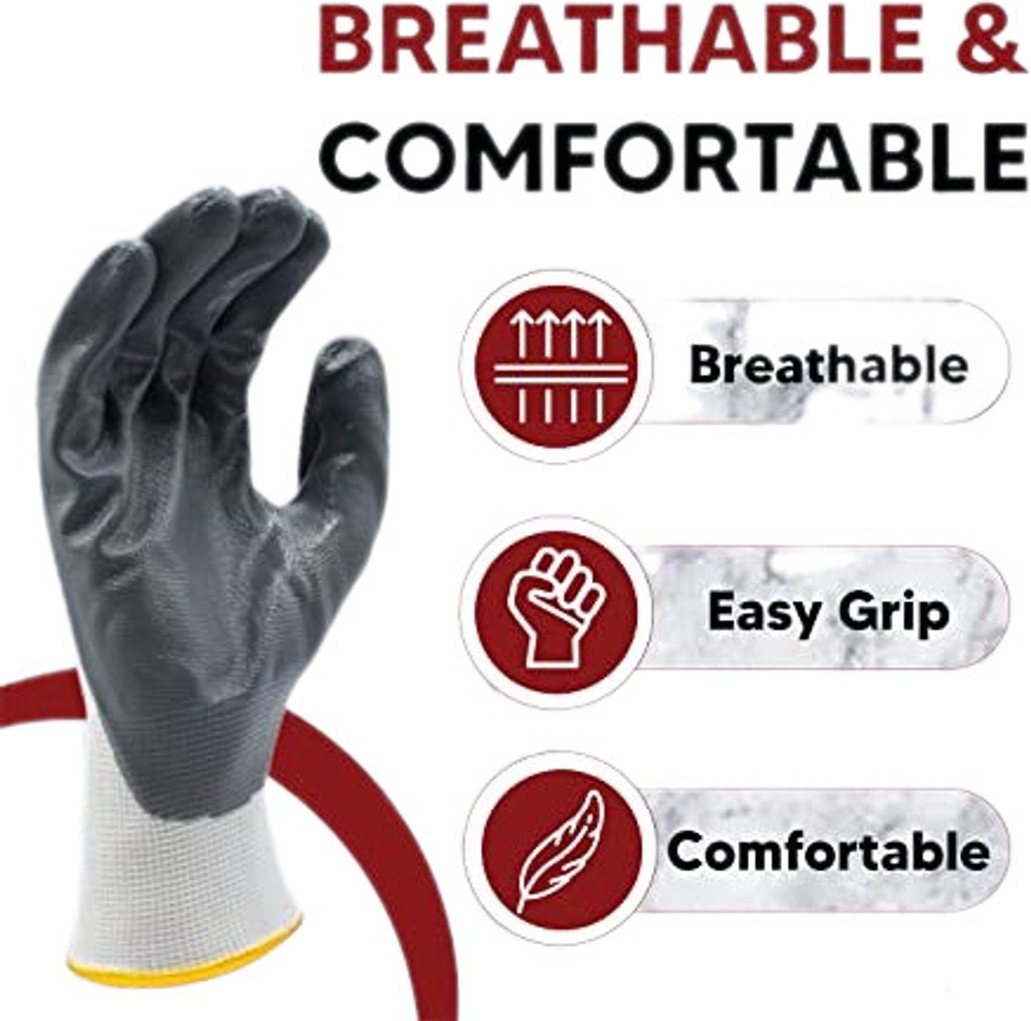 Image of TASHKURST 12 Pair Anti Cutting Cut Resistant Hand Safety Gloves Rubber Safety Gloves