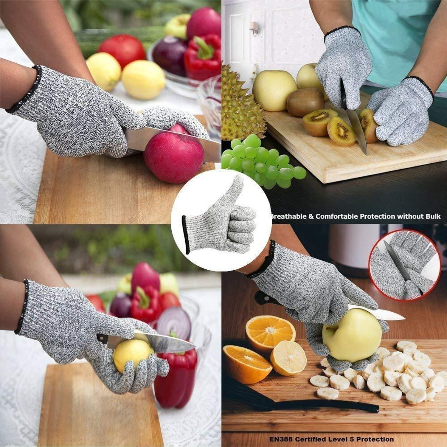 Image of VAVSU Cut Resistant Gloves Level 5 Protection Food Grade Cutting Kitchen Work Gloves Rubber, Nitrile Safety Gloves