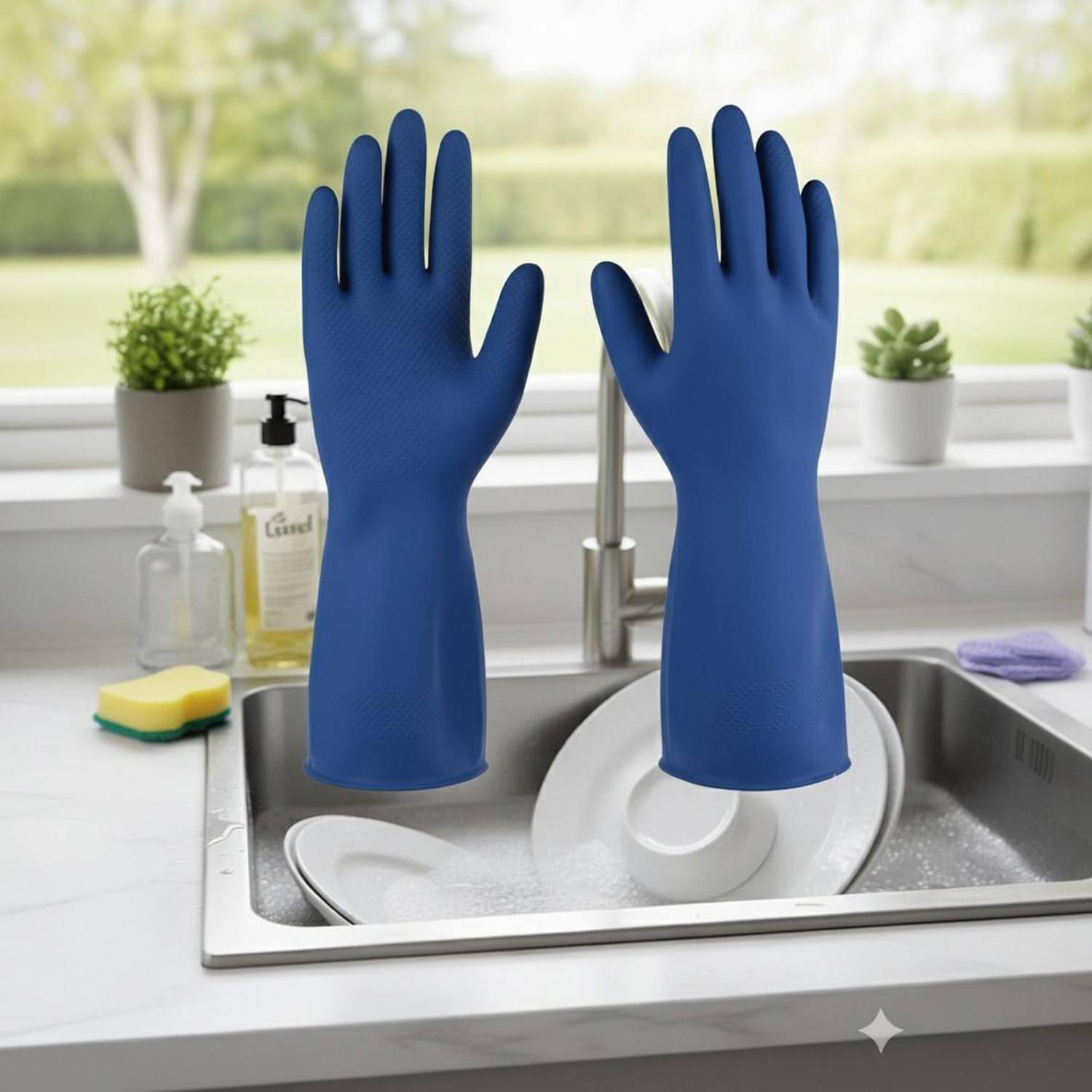 Axisgrip 1Pair blue Rubber Safety Hand Gloves For Chemical, Electrical , Gardning Rubber Safety Gloves
