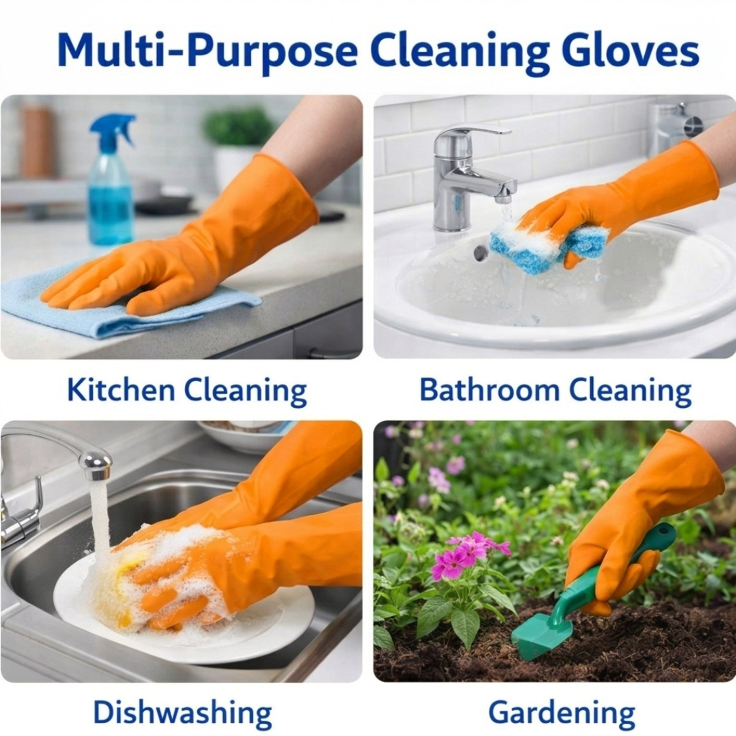 Image of tick mark Durable Kitchen Rubber Gloves for Cleaning, Washing & Scrubbing Wet and Dry Glove Set