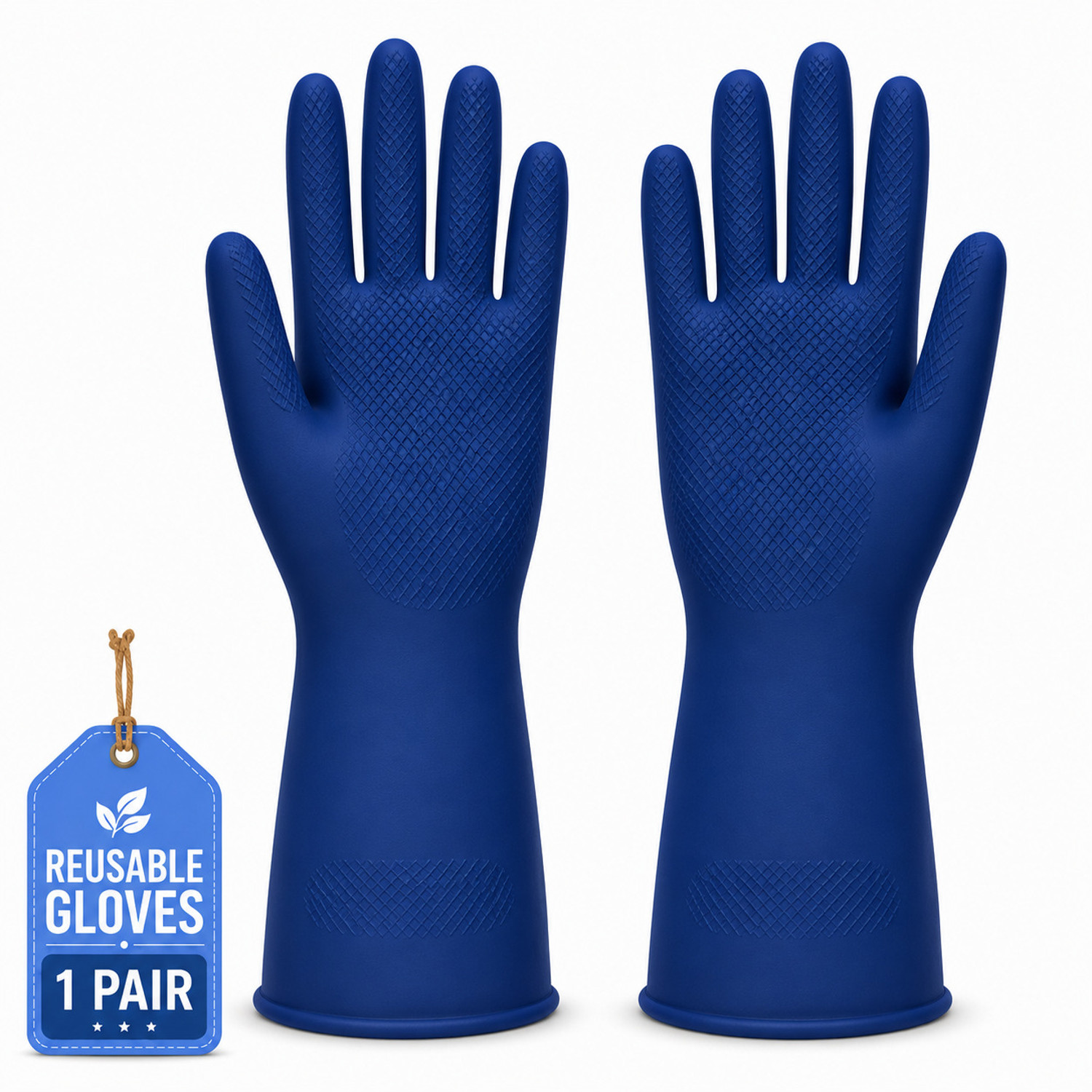 Image of Axisgrip 1 Pair blue Rubber Safety Hand Gloves For Chemical, Electrical , Gardning Rubber Safety Gloves