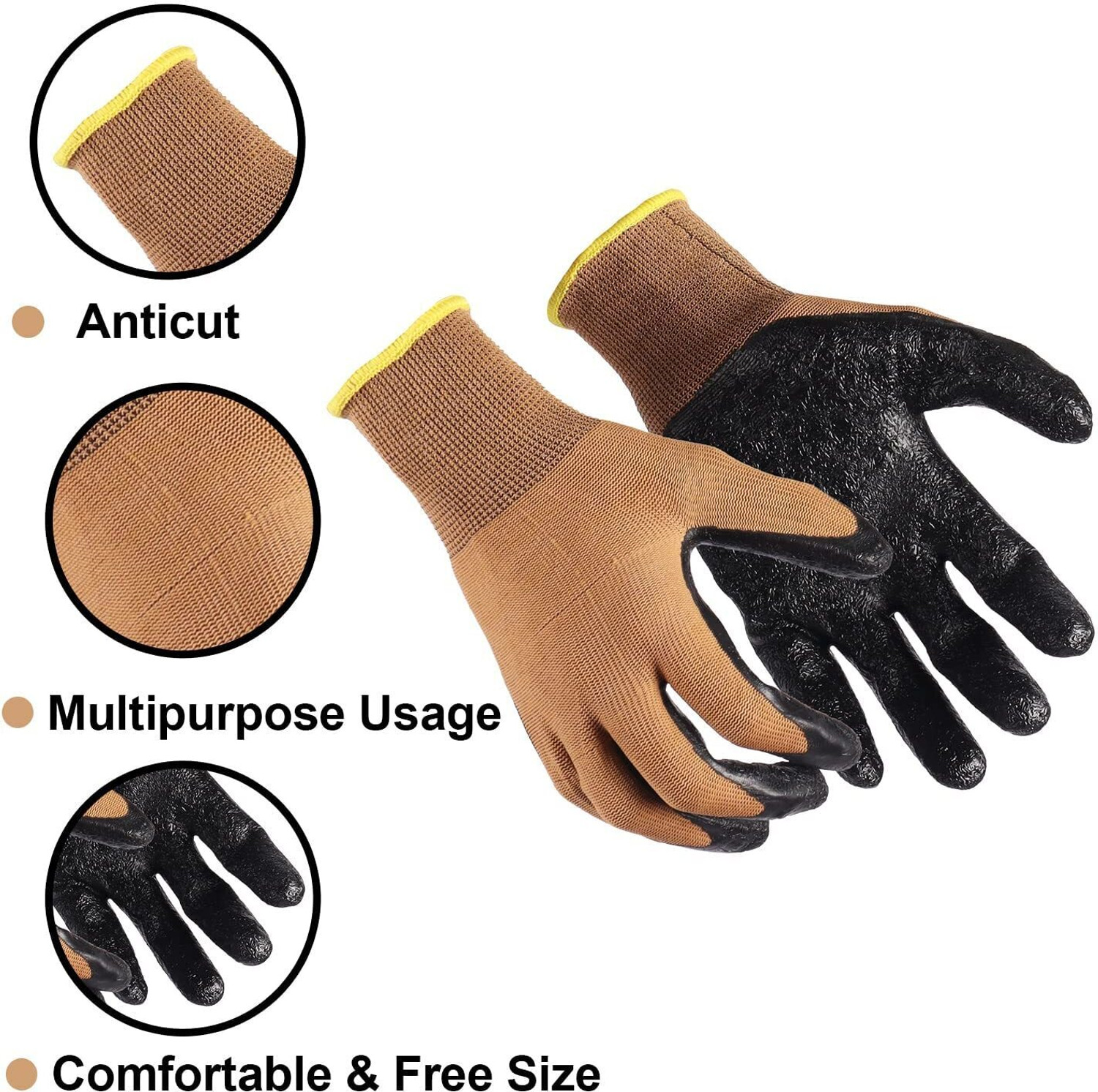 Image of RBGIIT Washable Reusable Cut Proof Nitrile Cotton Cleaning Gloves for Unisex Y39 Wet and Dry Glove Set
