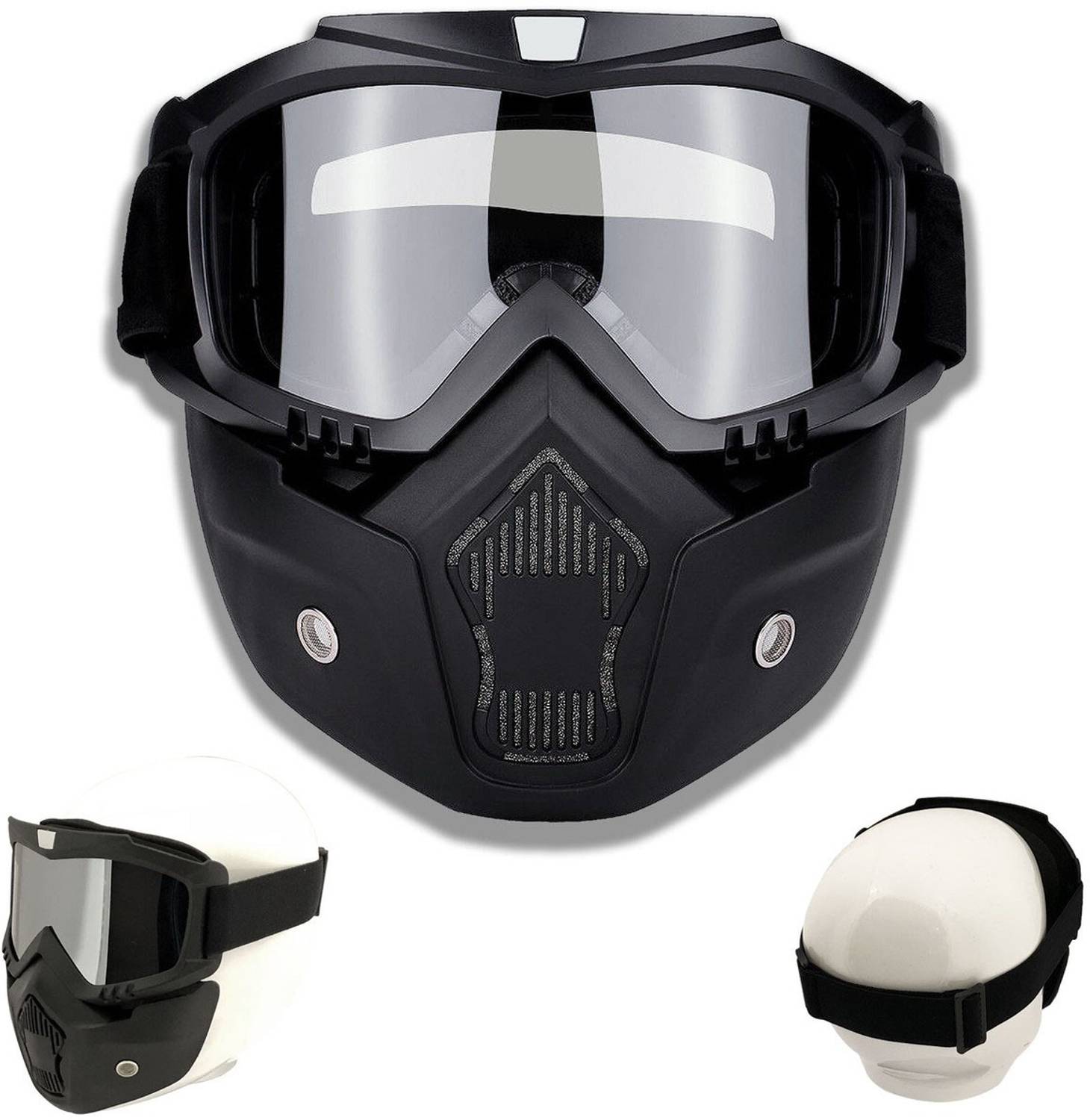 BUFONA Mask Detachable s Motorcycle Protective Face Mask Shield Bike Riding Helmet Protective Motorcycle Face Mask Removable Full Face Motorcycle Helmet Goggles Blowtorch  Safety Goggle
