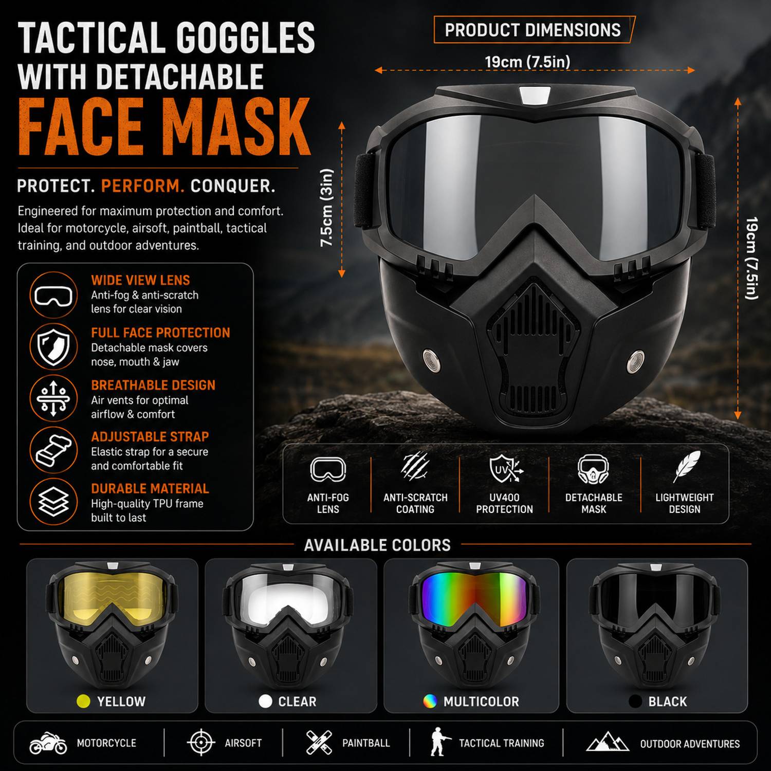 Rhtdm Safety Goggle Full Face Riding Mask - Image 2