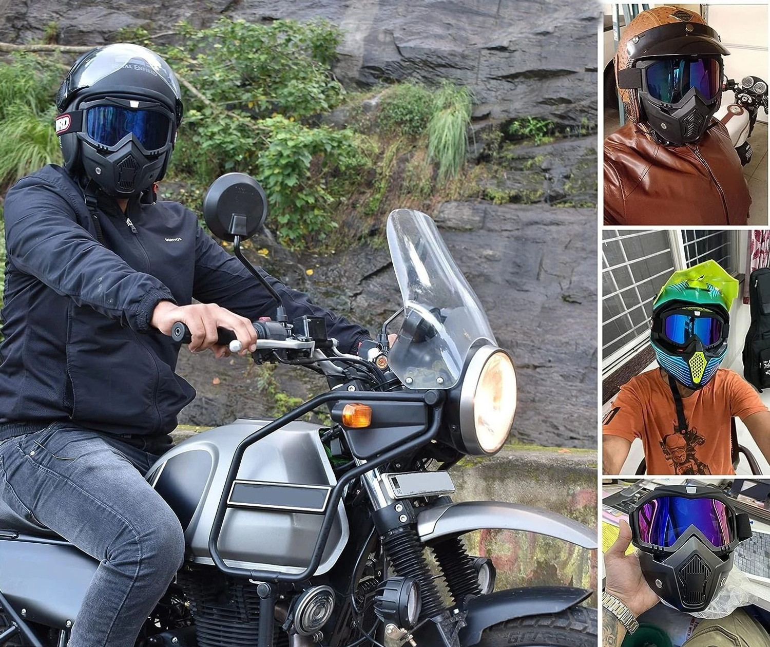 Image of Moto Genius Goggle Face Mask Anti Scratch UV Protective Face & Eyewear Windproof Dirt Shield With Soft Foam Padded Detachable Mouth Filter For cycling Bike Off Road Racing Blowtorch Safety Goggle