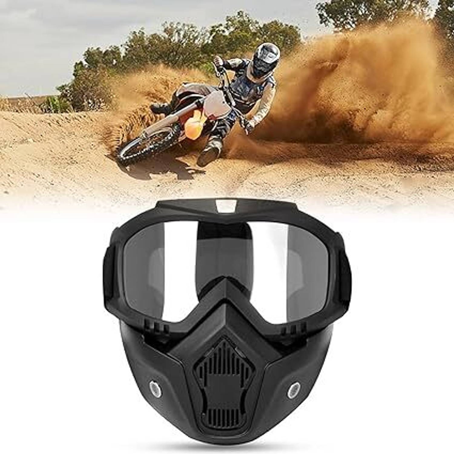 AMRIO Windproof Dirt Shield With Soft Foam Padded Detachable Safety Goggle#FLIPKART 1 100% Goggle Face Mask Anti Scratch UV Protective Face Mask Safety Cap