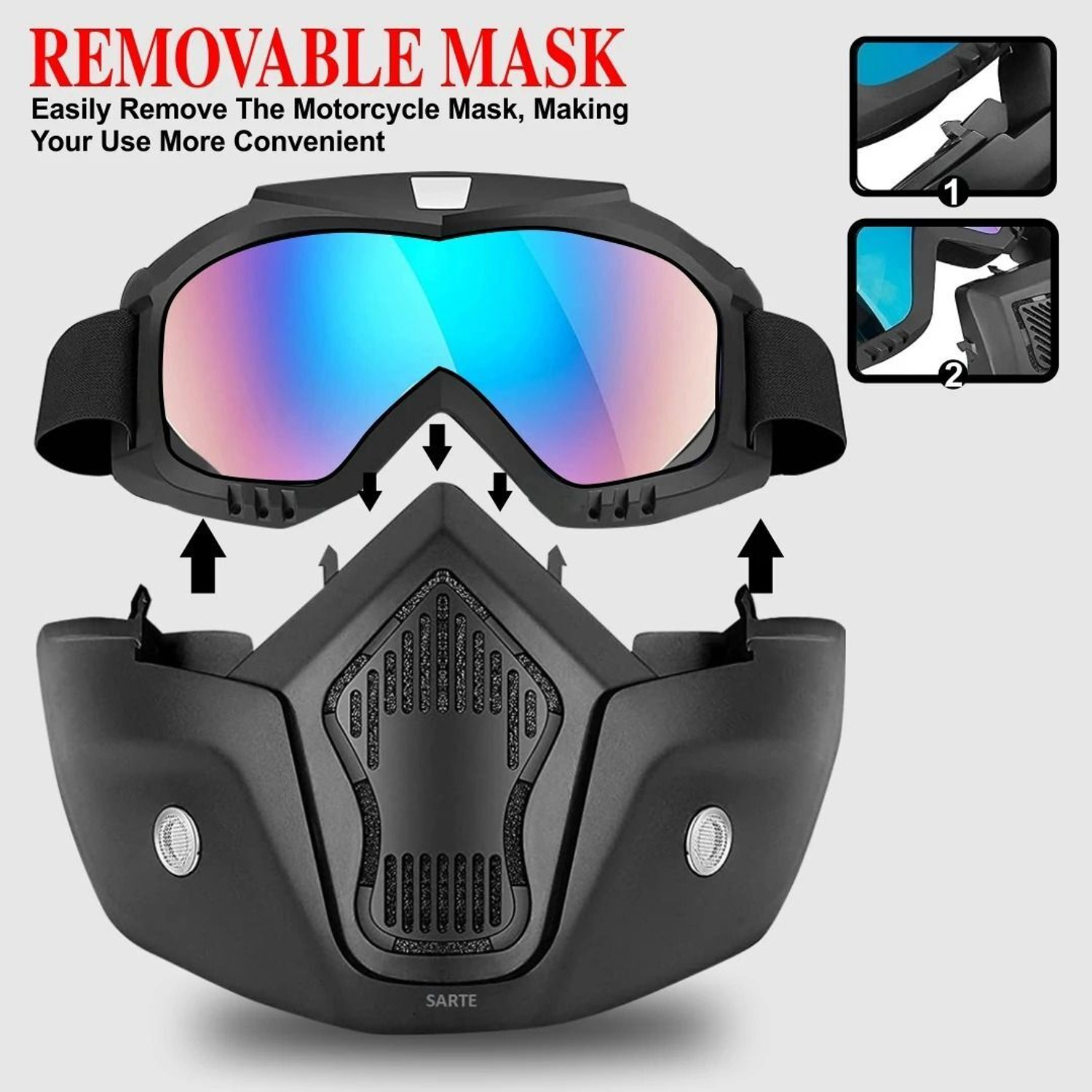 Image of Moto Genius Goggle Face Mask Anti Scratch UV Protective Face & Eyewear Windproof Dirt Shield With Soft Foam Padded Detachable Mouth Filter For cycling Bike Off Road Racing Blowtorch Safety Goggle