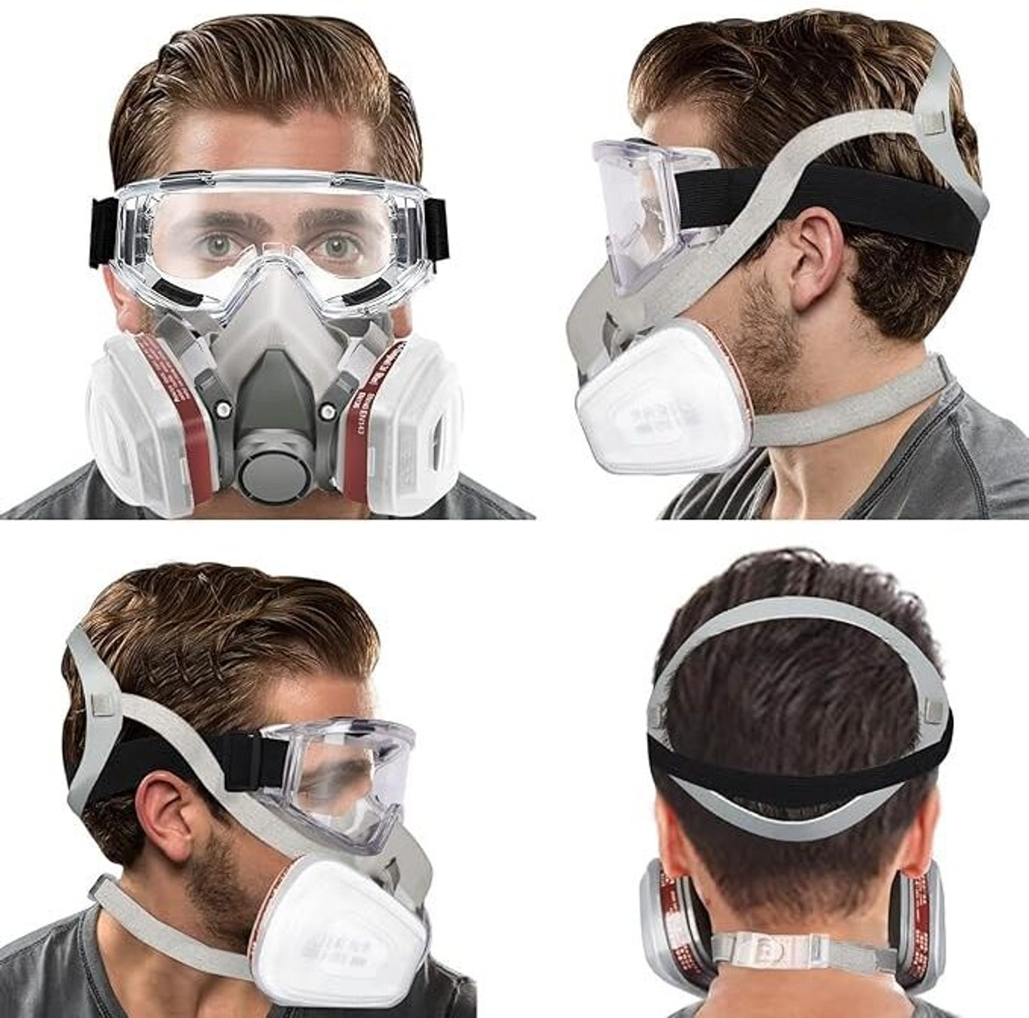 Image of Pixieplay Gas Mask Set Respirator with Filters and Goggle Activated Carbon Mask Gas Mask P mask for dust protection Blowtorch, Laboratory, Power Tool, Welding, Wood-working Safety Goggle