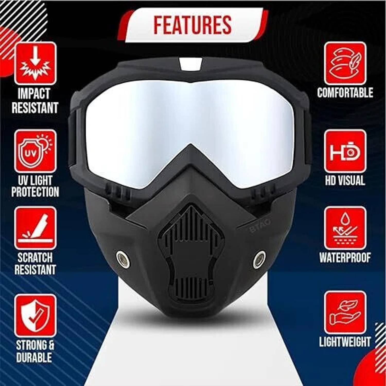 Btag Removable Breathable UV Protective Goggle Mask - Image 2