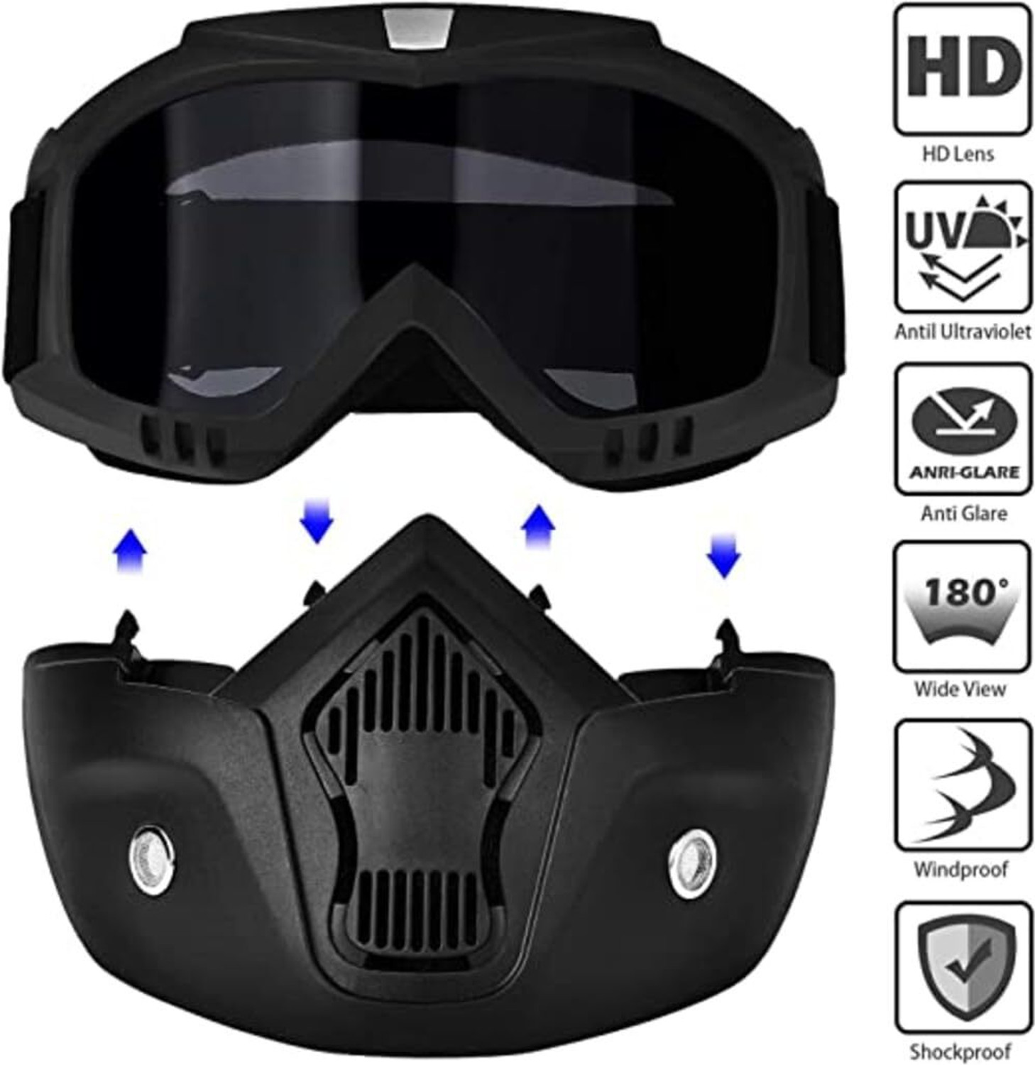 Image of ShopiMoz Motorcycle Goggle Mask Anti Scratch UV Protective Face Mask Bike Goggles Mask Goggle Mask Anti Scratch UV Protective Open Face & Eyewear Windproof Dirt Shield Blowtorch Safety Goggle