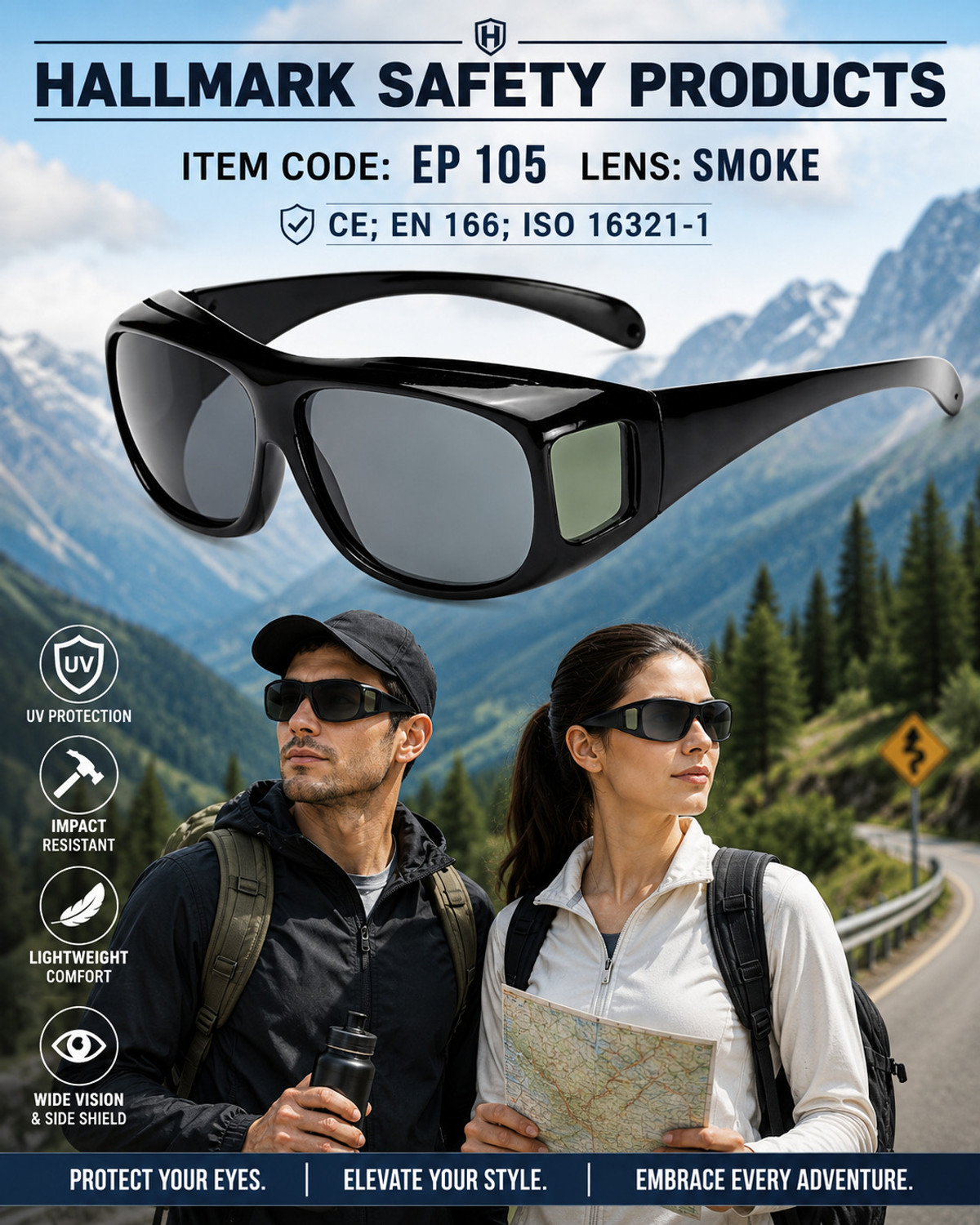 Image of Hallmark Night Vision, Polarized, Riding Glasses, Toughened Glass Lens, UV Protection, Others Wayfarer, Retro Square, Rectangular, Spectacle Sunglasses (80) (For Men & Women, Grey)