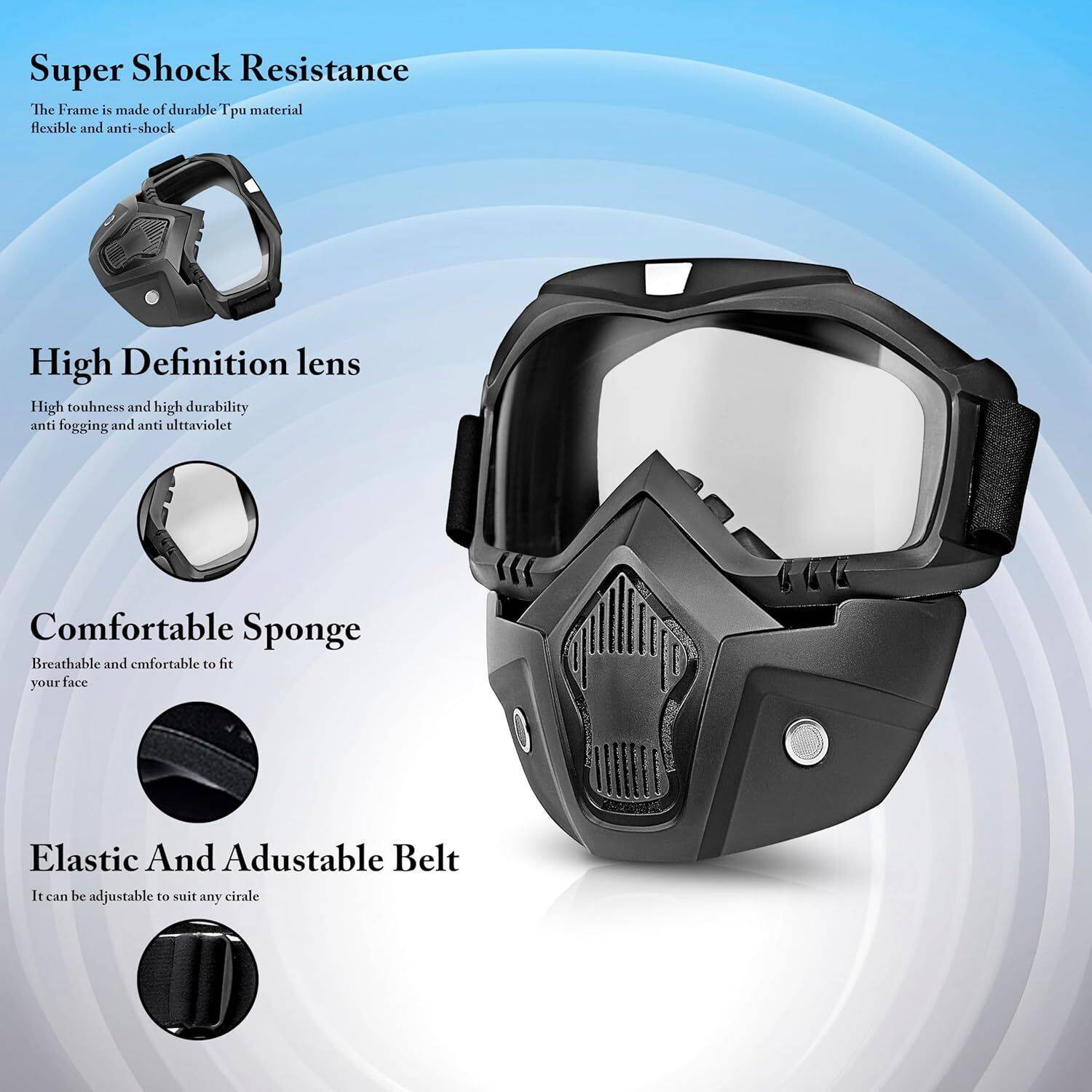Black mirror Special Edition safety goggle mask for bike motorcycle cycle with helmet and eye glasses safe Blowtorch  Safety Goggle